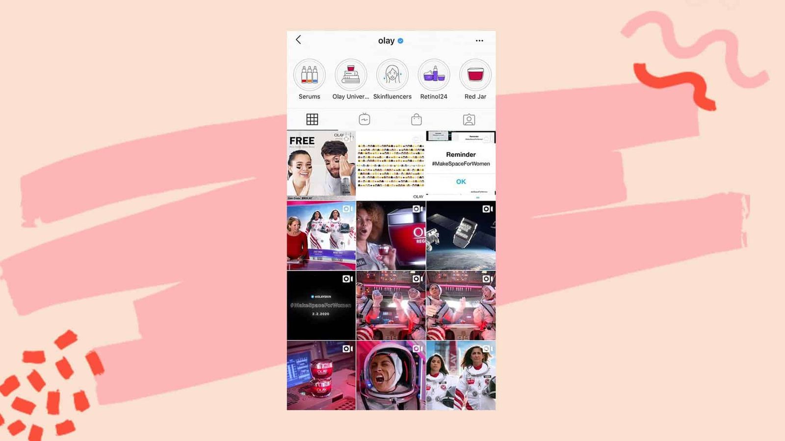 Cuadrícula de Instagram de Olay