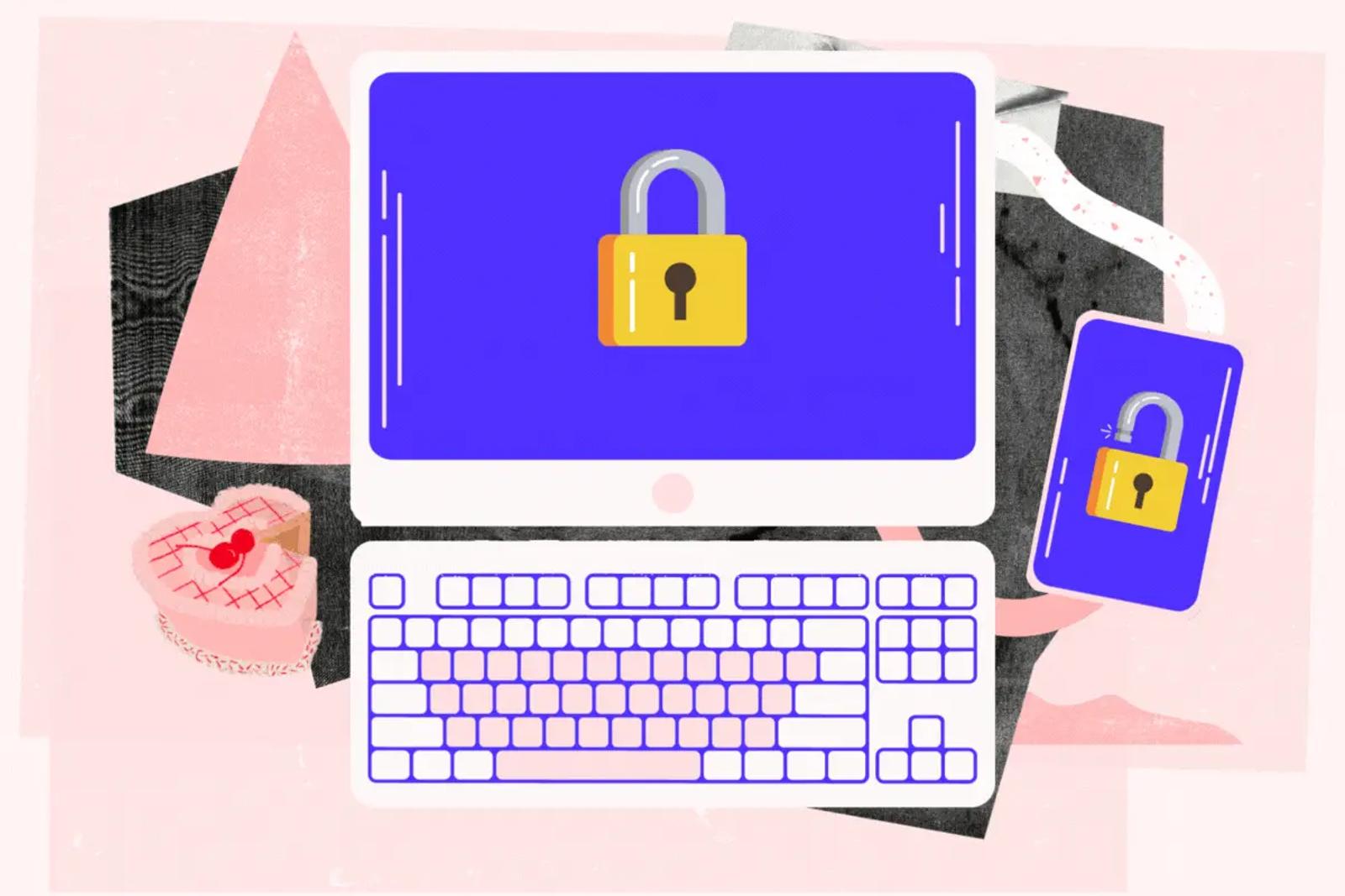 Computer and phone graphic showing 2 factor authentication