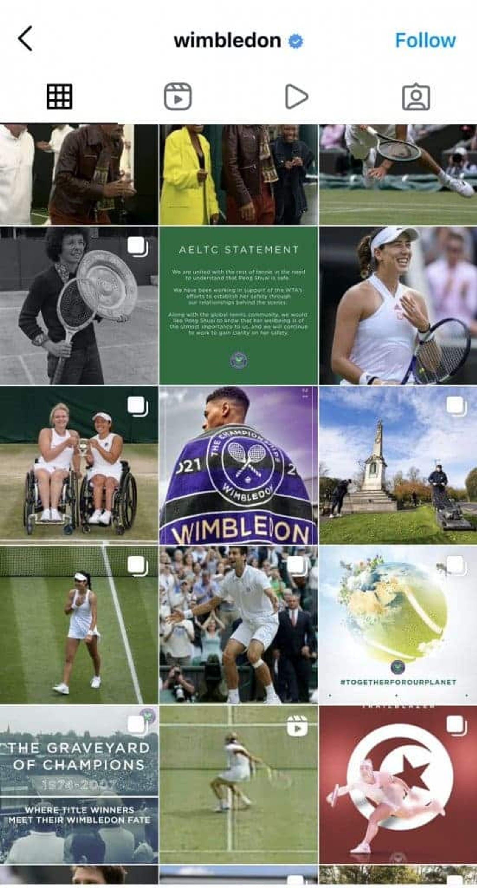 Feed de Instagram de Wimbledon