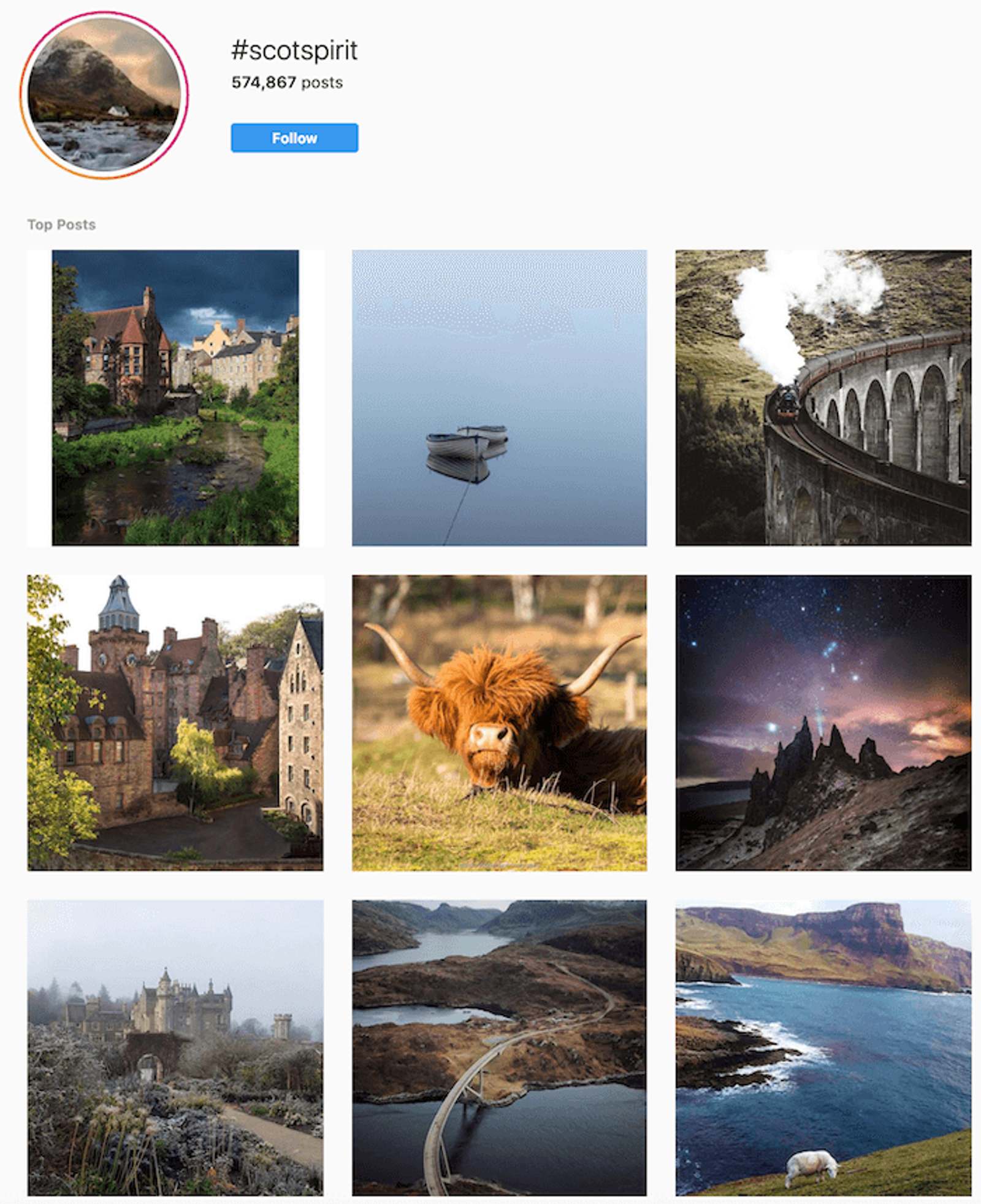 Marcas de Viajes en Instagram - Espíritu Escocés - Sked Social