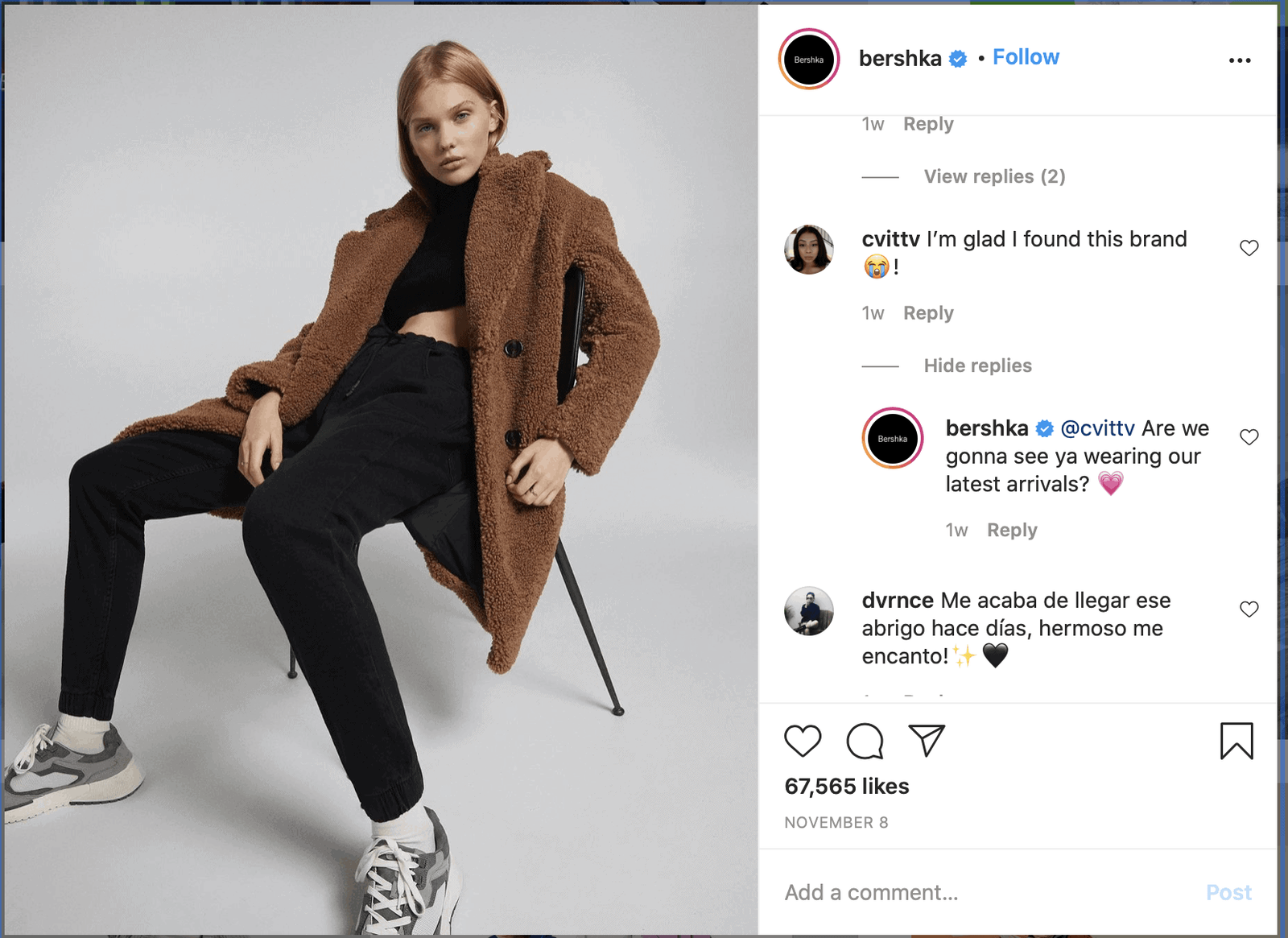 example of customer service on Instagram.