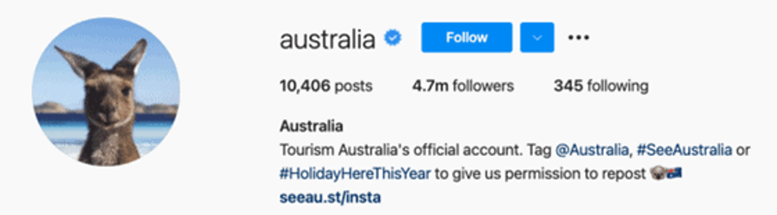 Australia's official Instagram account bio