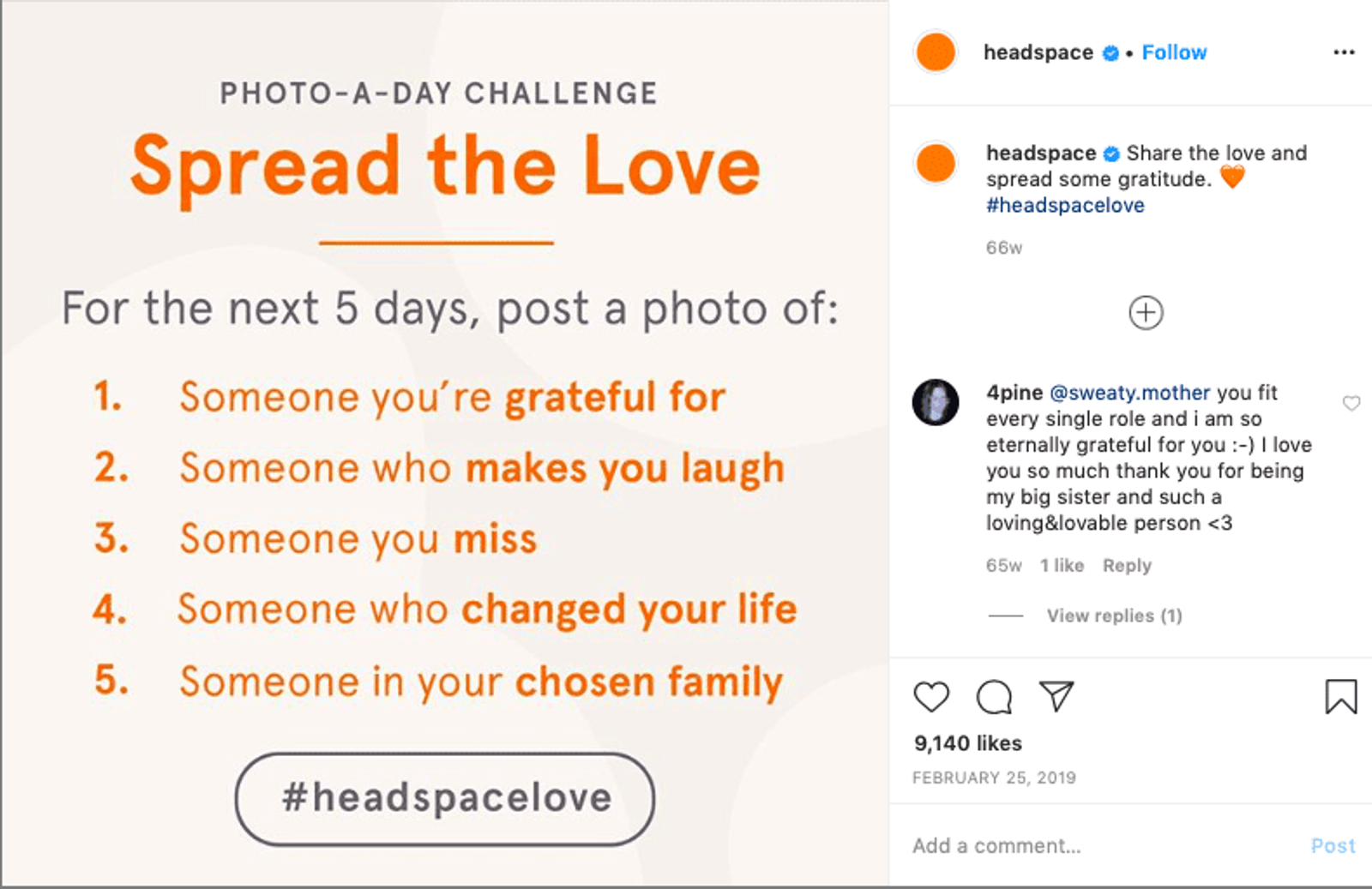 Example of an Instagram content idea showing a challenge.
