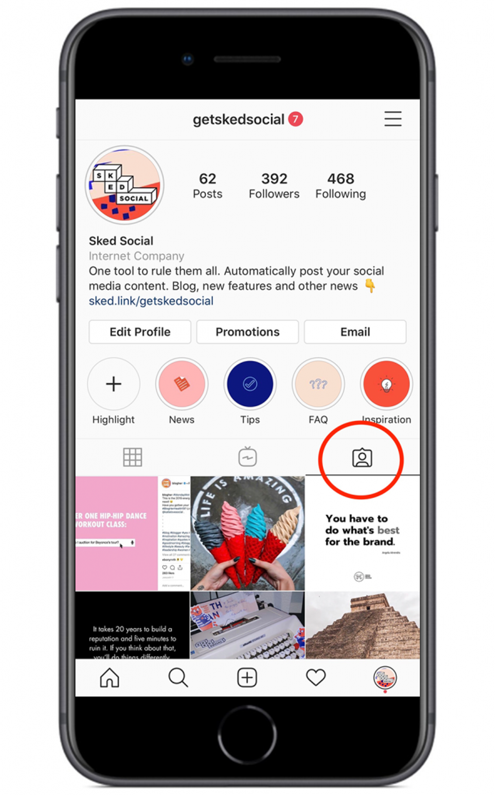 Sección etiquetada en la página de Instagram de @getskedsocial