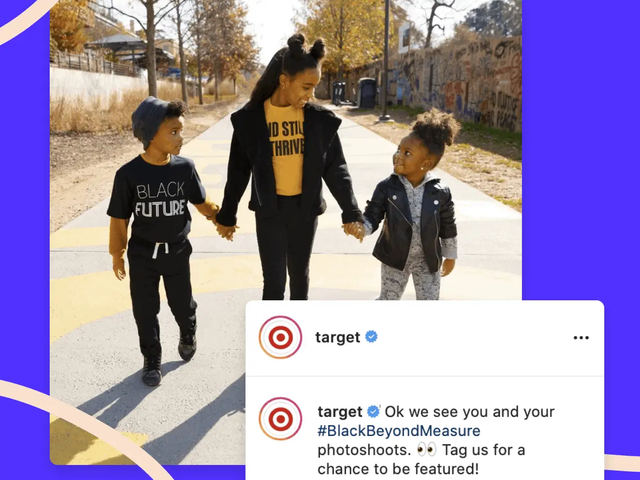 Publicacion de Instagram de Target compartiendo una foto familiar y pidiendo a los usuarios que los etiqueten