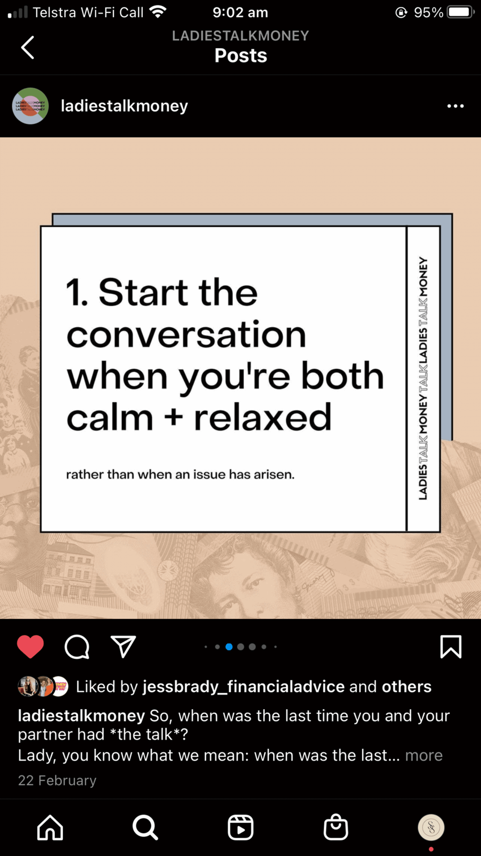 Consejo de Ladies Talk About Money, diapositiva 2: empieza la conversación cuando ambos estén relajados y tranquilos
