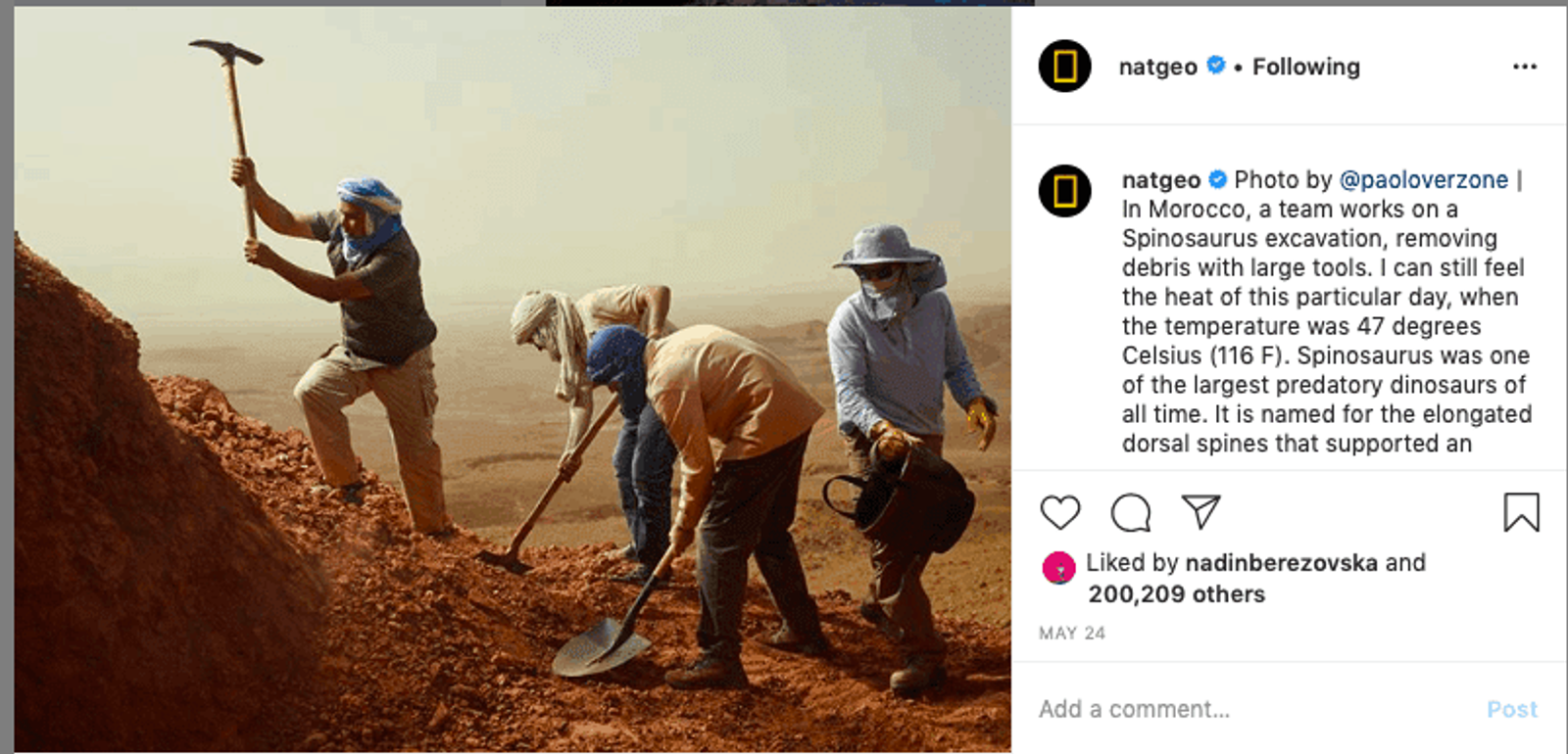 Image showing a long caption on an Instagram story.