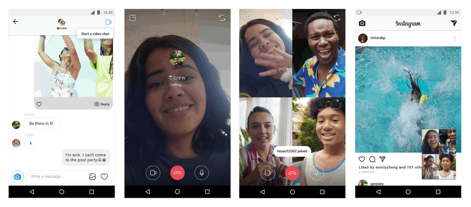Ejemplo de videollamada de Instagram.
