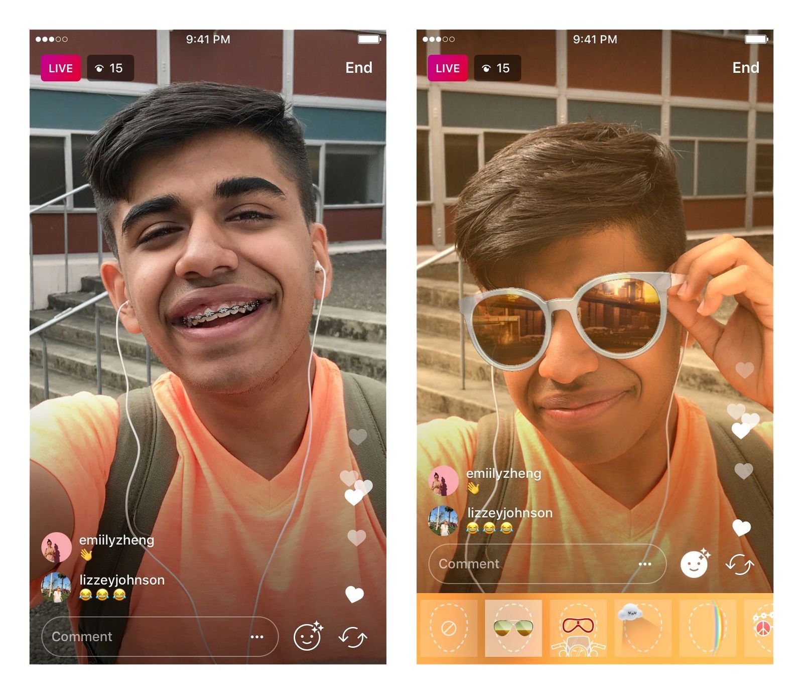 Filtros que puedes usar en tu emisión de video en redes sociales.