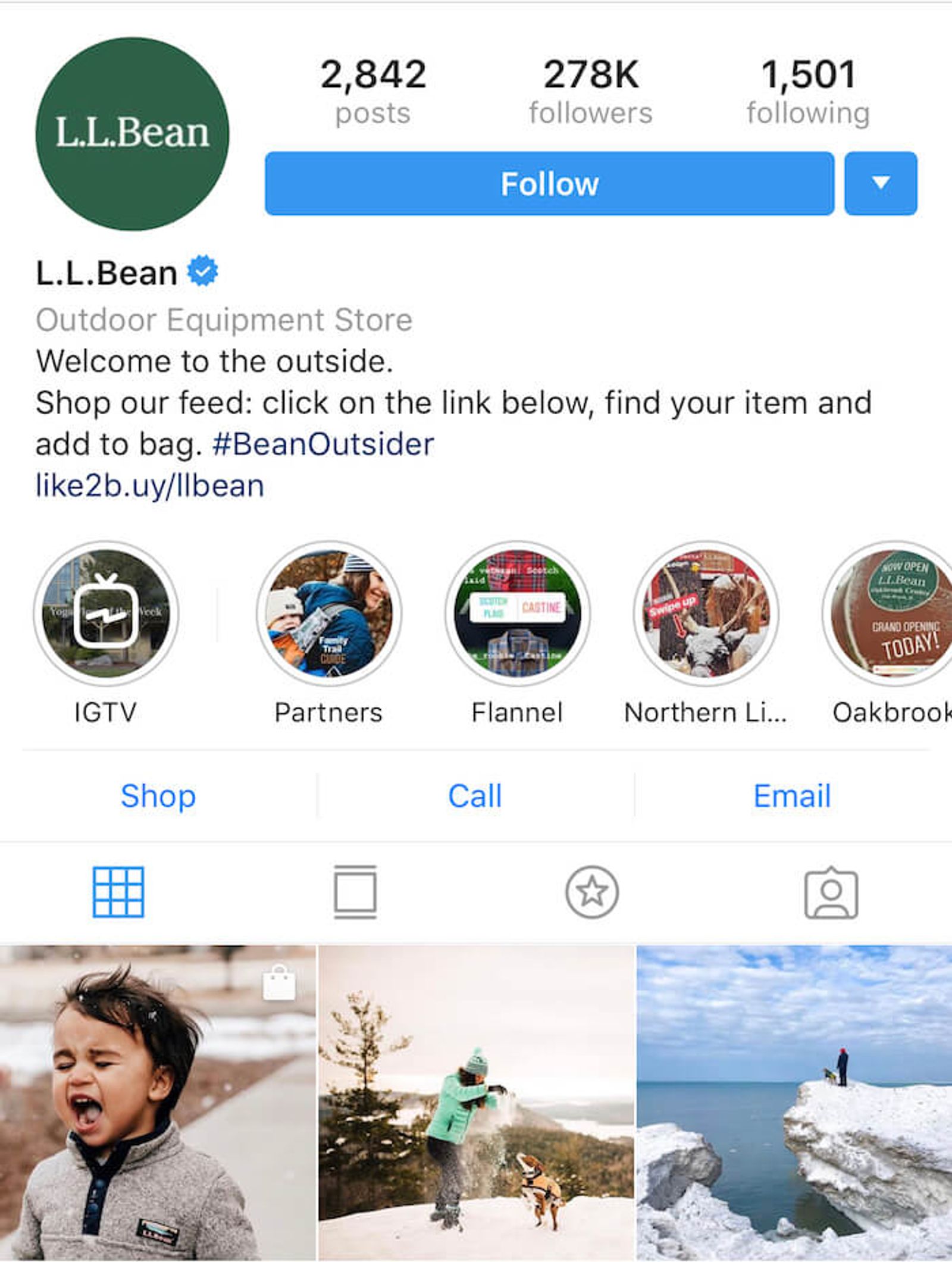 LLBean - Hashtags de Instagram - Sked Social