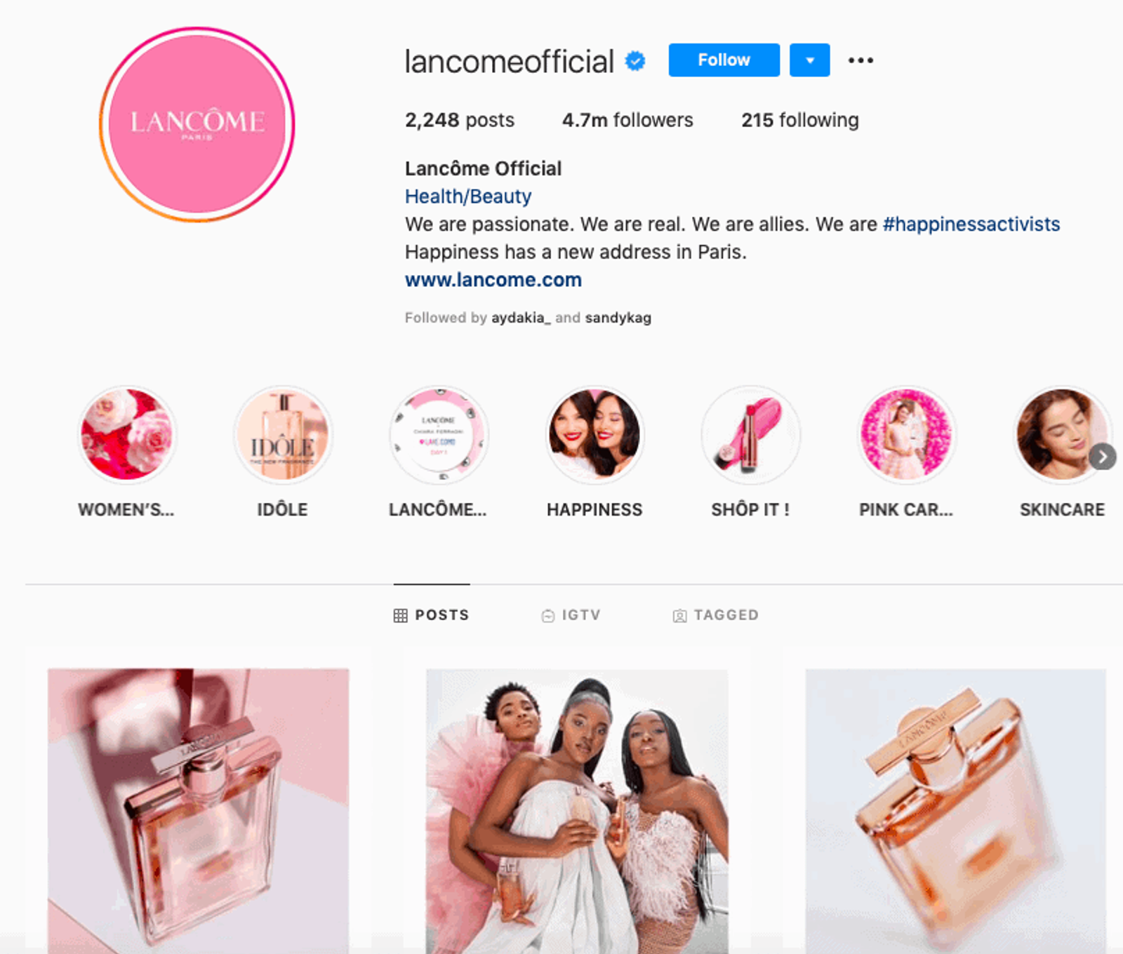 Instagram profile showing the Instagram profile picture.