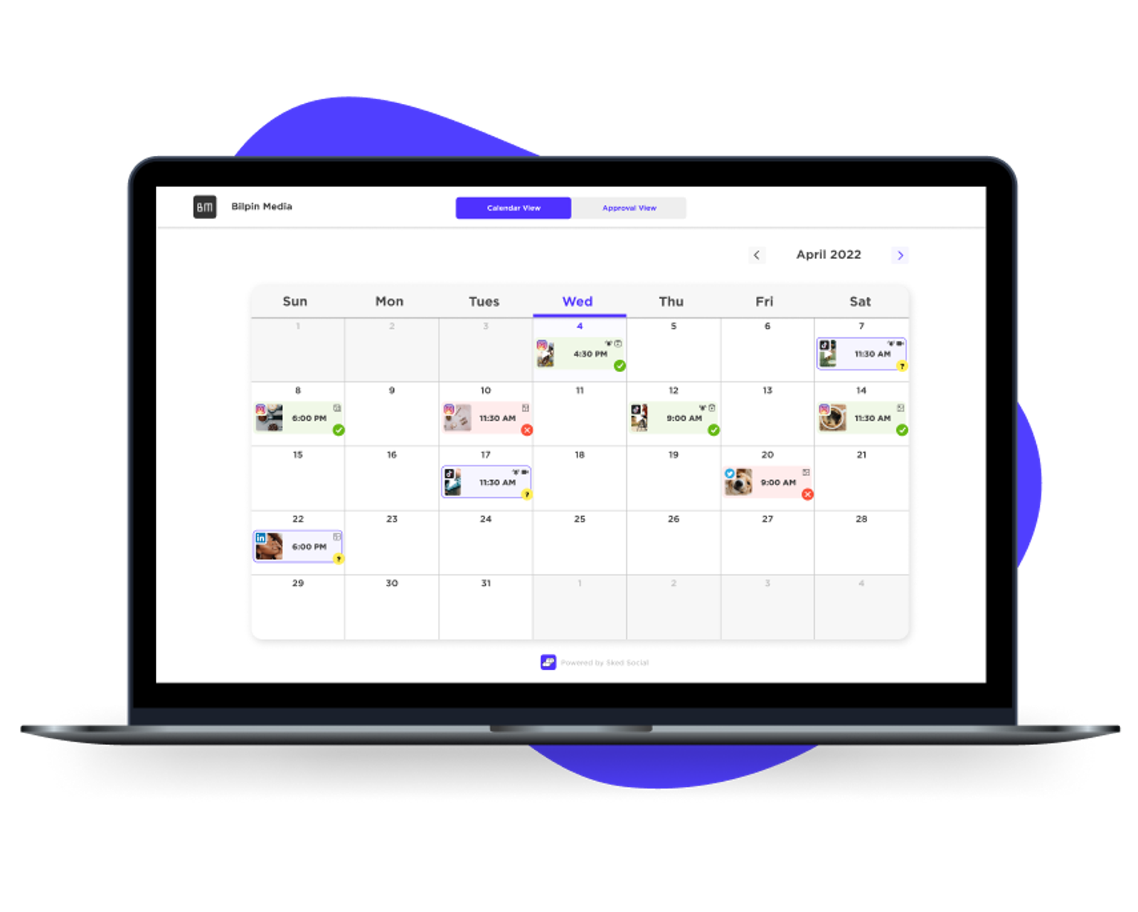 Social media reviews and approvals - calendar view