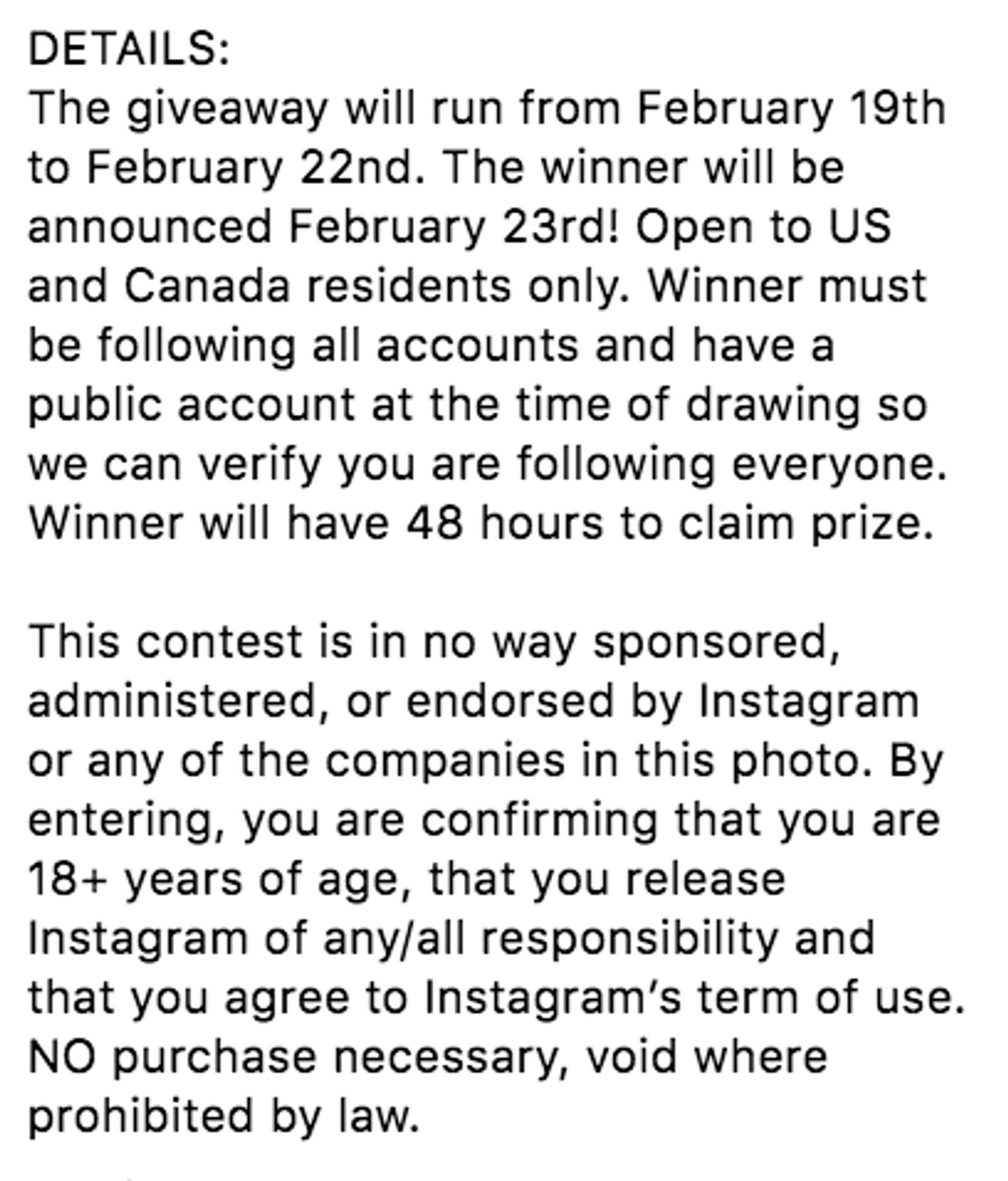 sorteo en bucle de Instagram