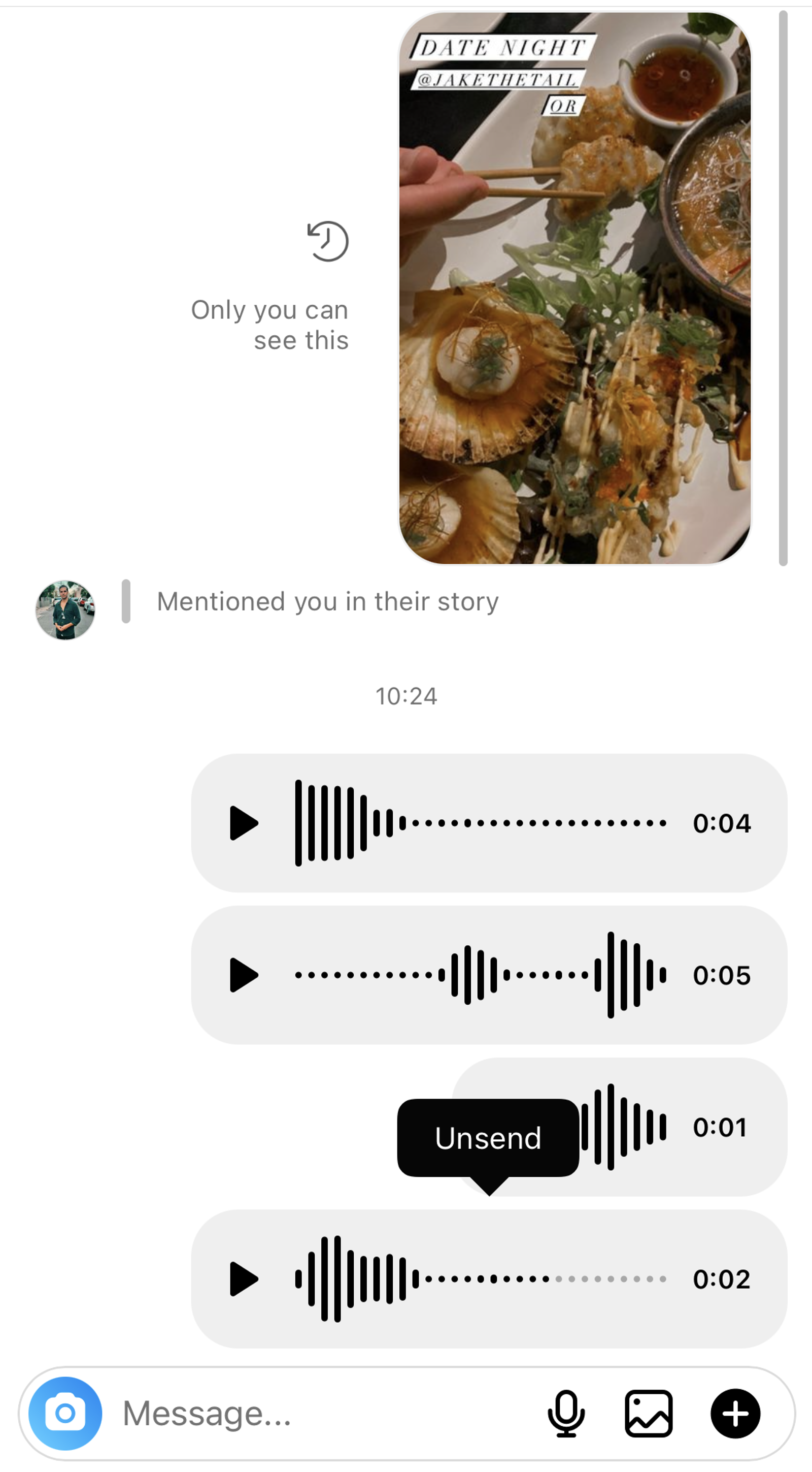Cancelar el envío de un mensaje de voz en Instagram