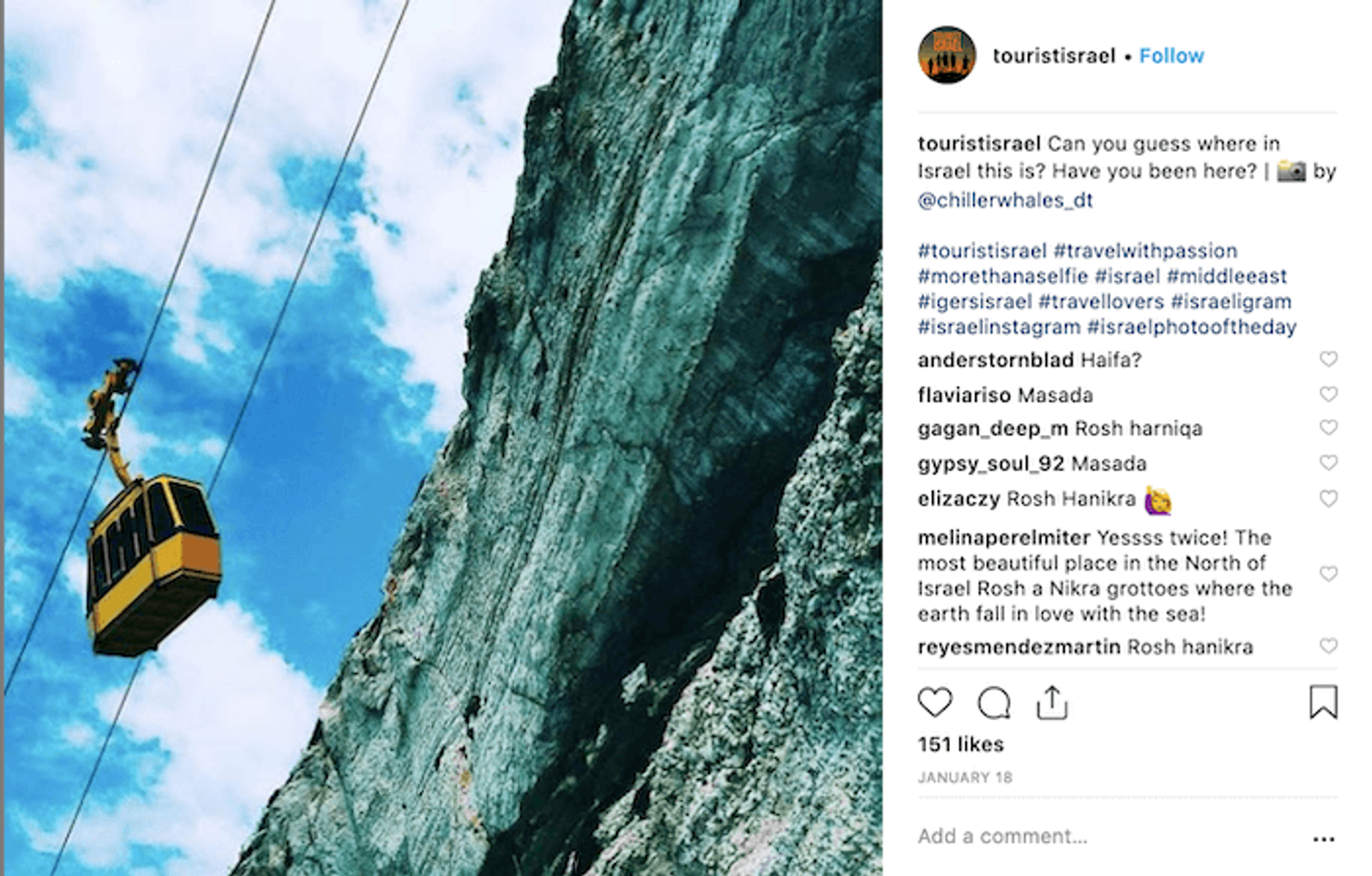 Marcas de viajes en Instagram - Tourist Israel 1 - Sked Social