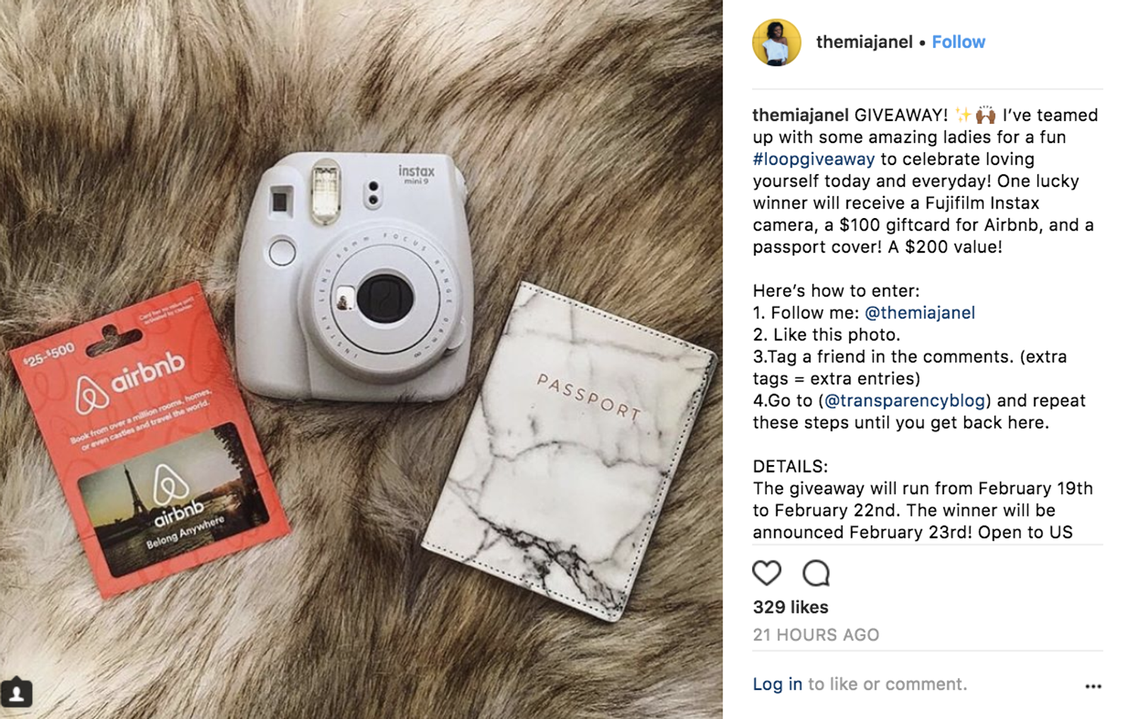 sorteo en bucle de Instagram