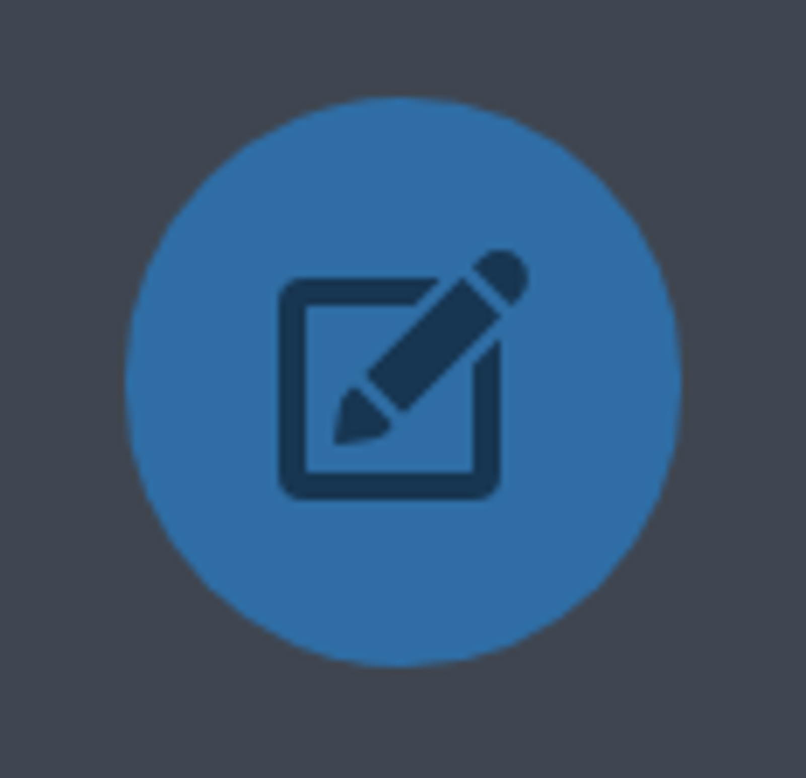 A round blue icon showing a pencil editing a square, representing an edit tool.