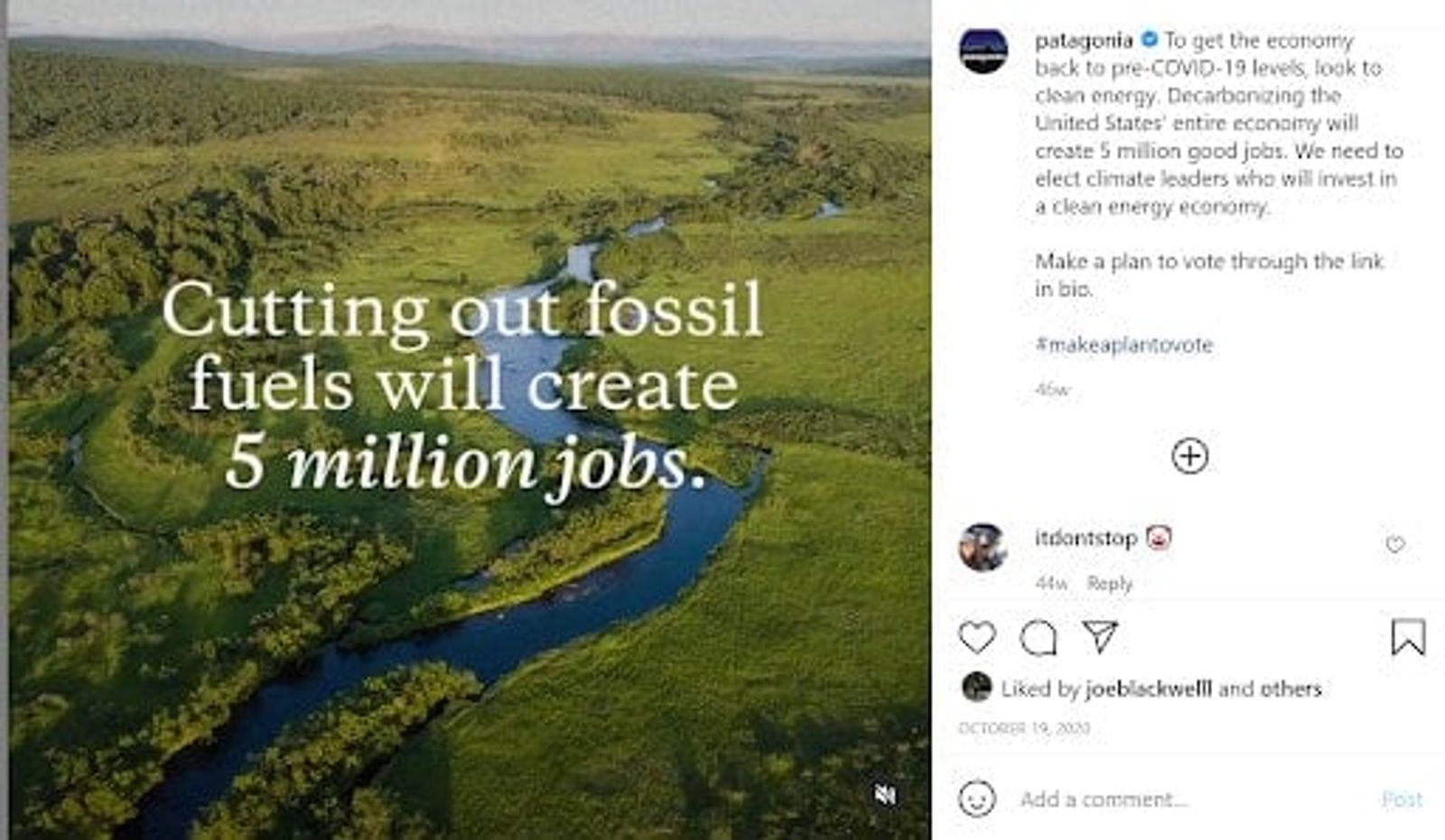 Postura de Patagonia contra los combustibles fósiles
