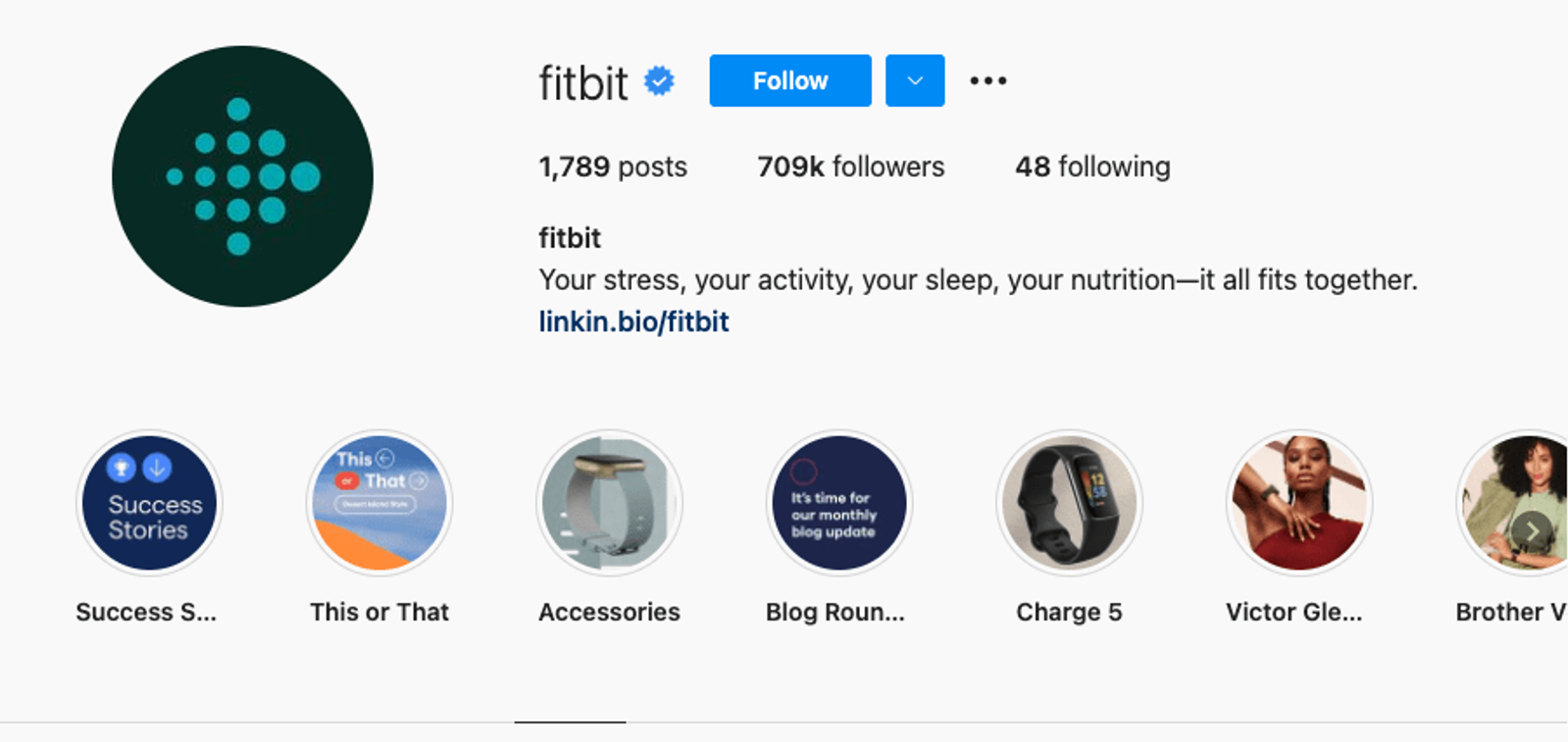 Biografía de Instagram de FitBit