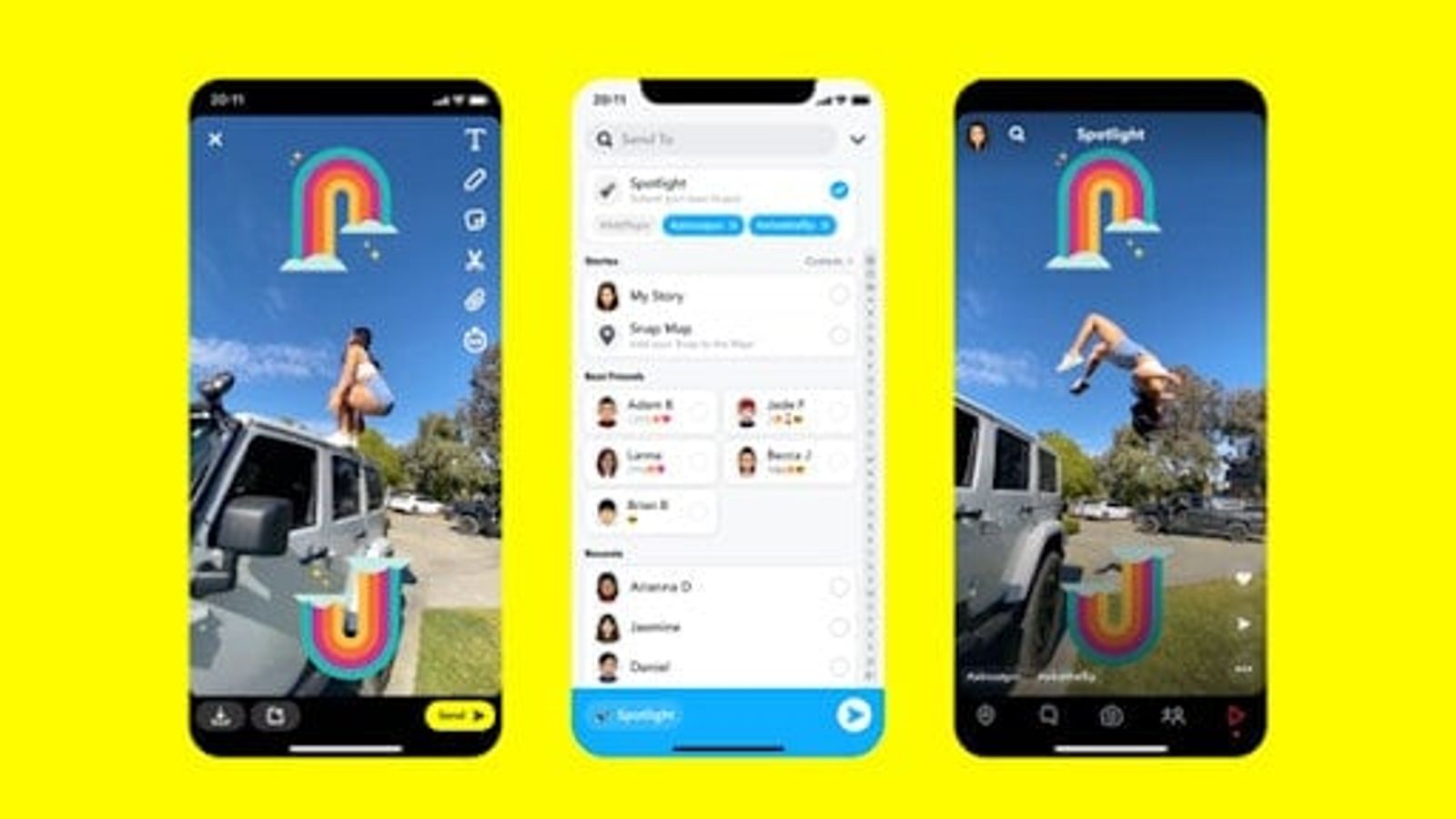 La función «Spotlight» de Snapchat, con contenido recomendado