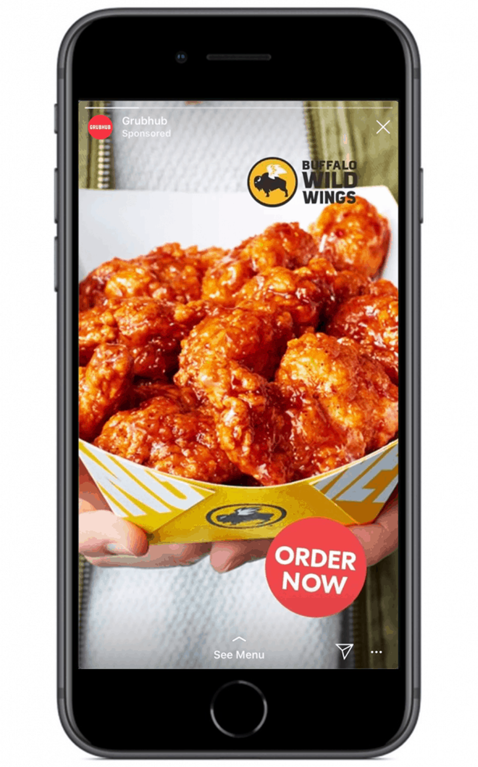 Grubhub CTA en anuncio de Instagram Stories