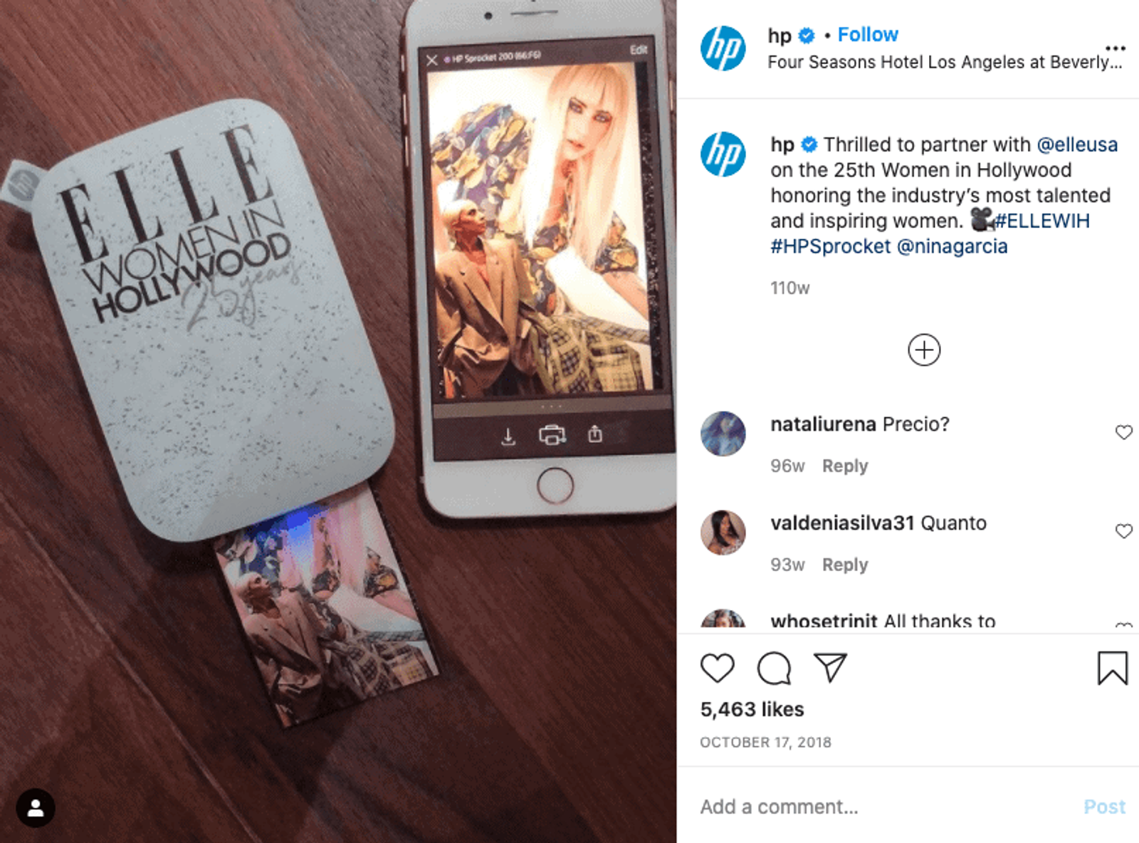 Ejemplo de colaboración de marca en Instagram.