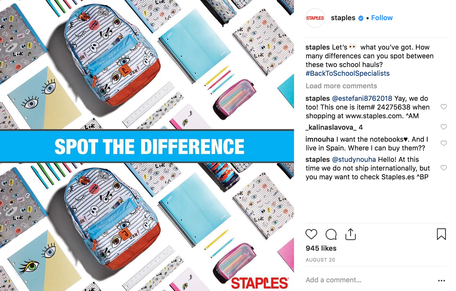 Mejores Campañas de Instagram 2018 - Staples - Sked Social