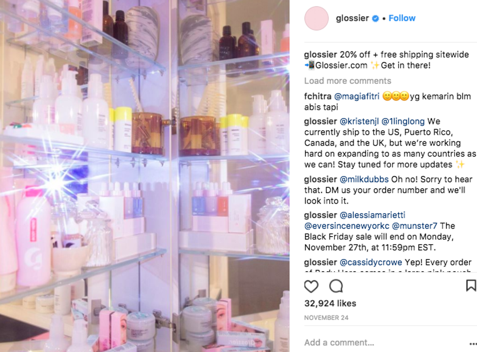 Ideas de publicaciones de Instagram - Glossier - Sked Social