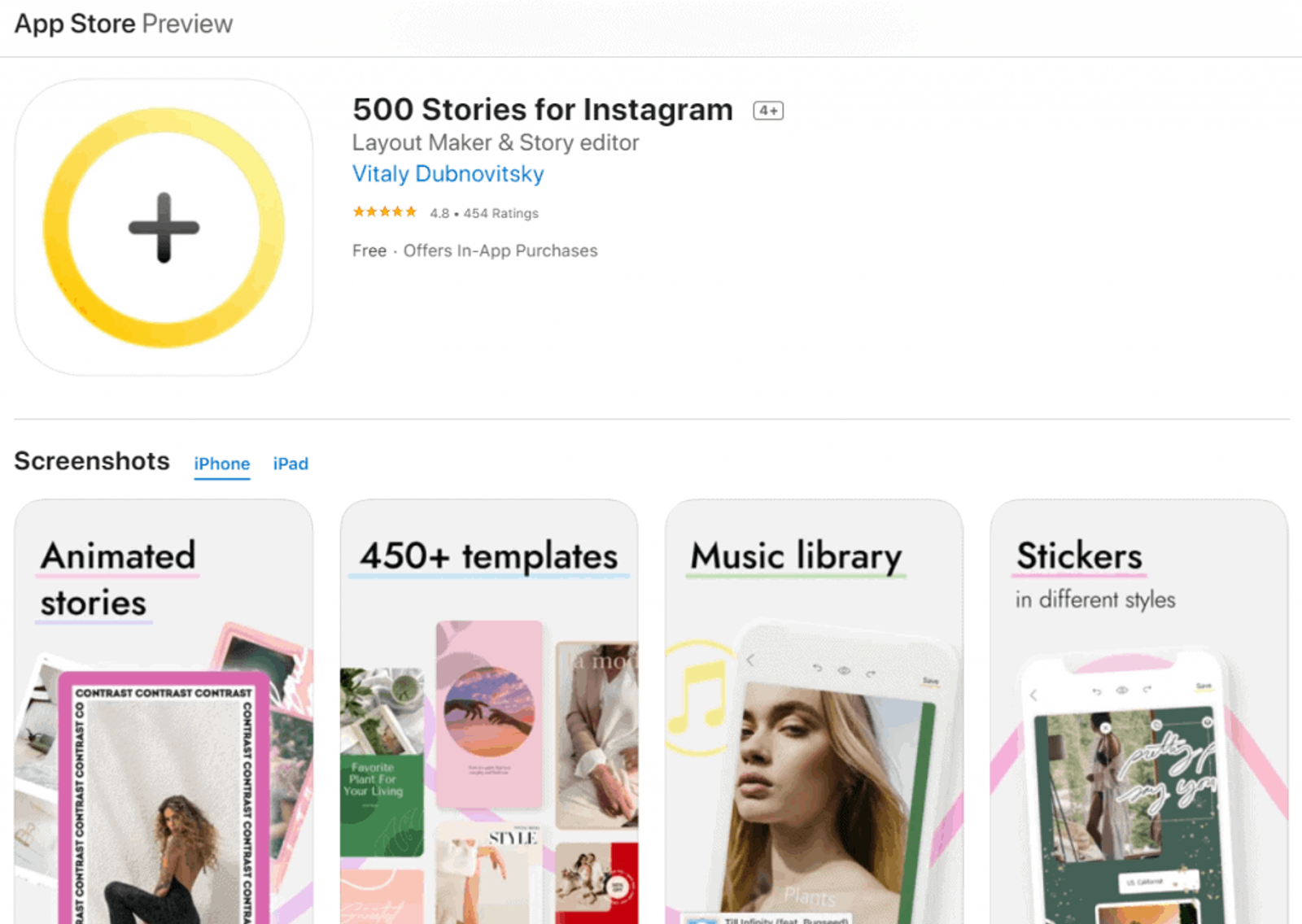 Creador de diseños de Historias y editor de historias 500