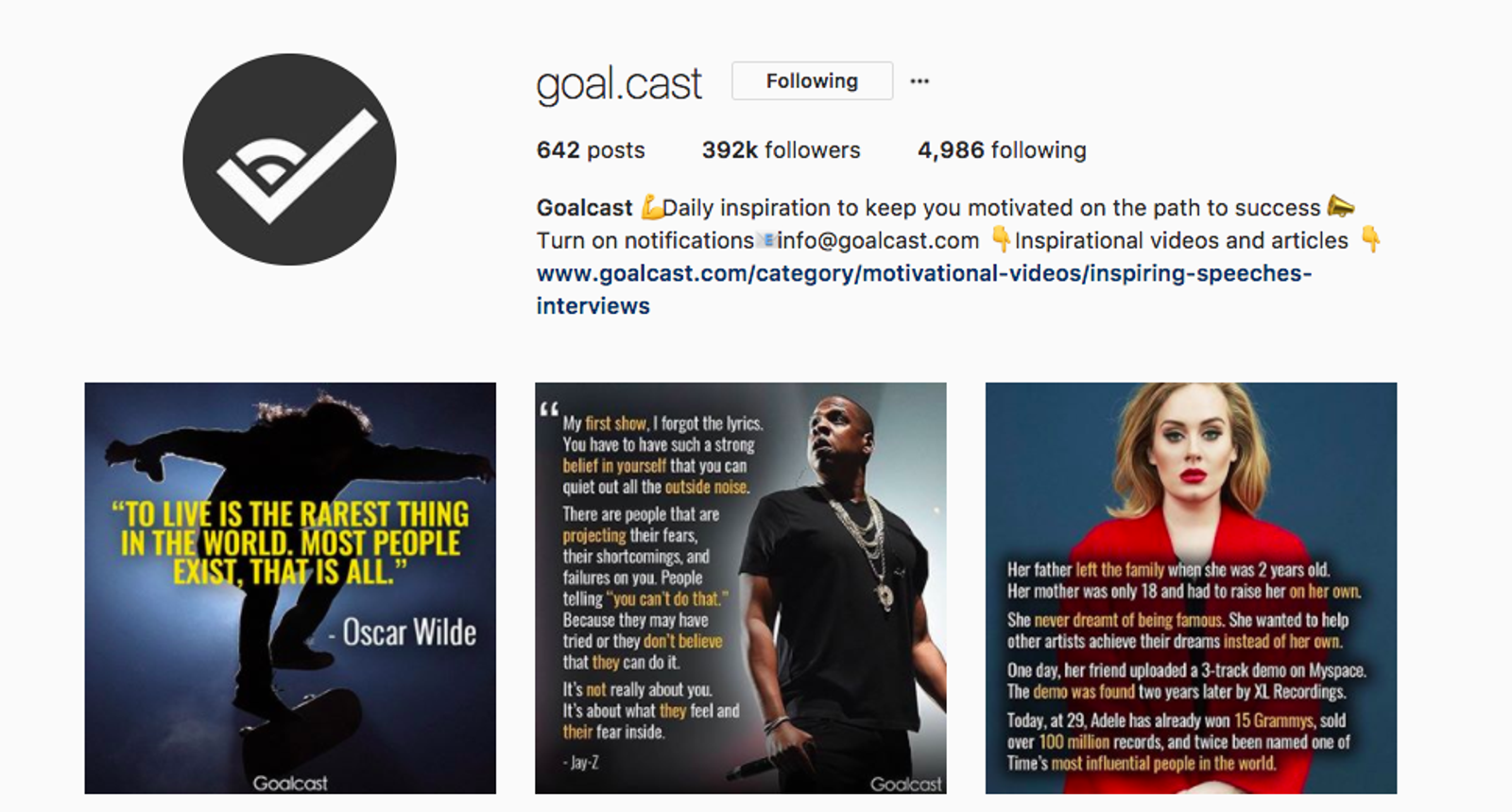 Ideas de publicaciones de Instagram - Goalcast - Sked Social