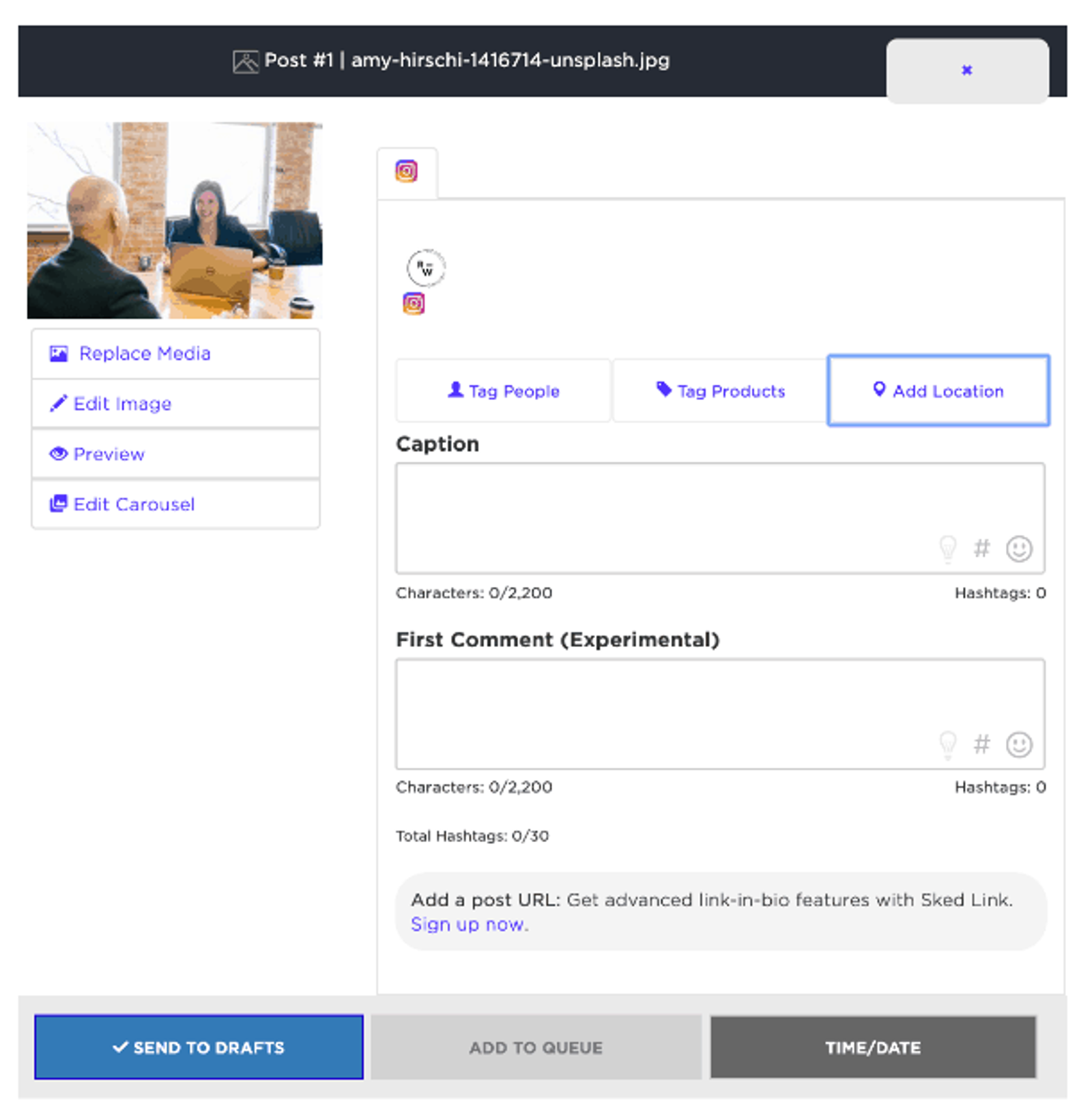 Etiquetado en Instagram - Añadir Ubicación - Sked Social