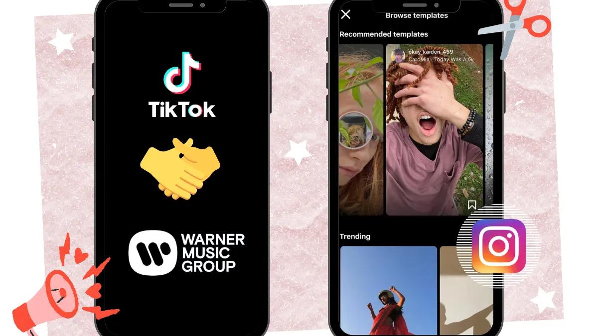 Two iPhones showing Instagram and TikTok
