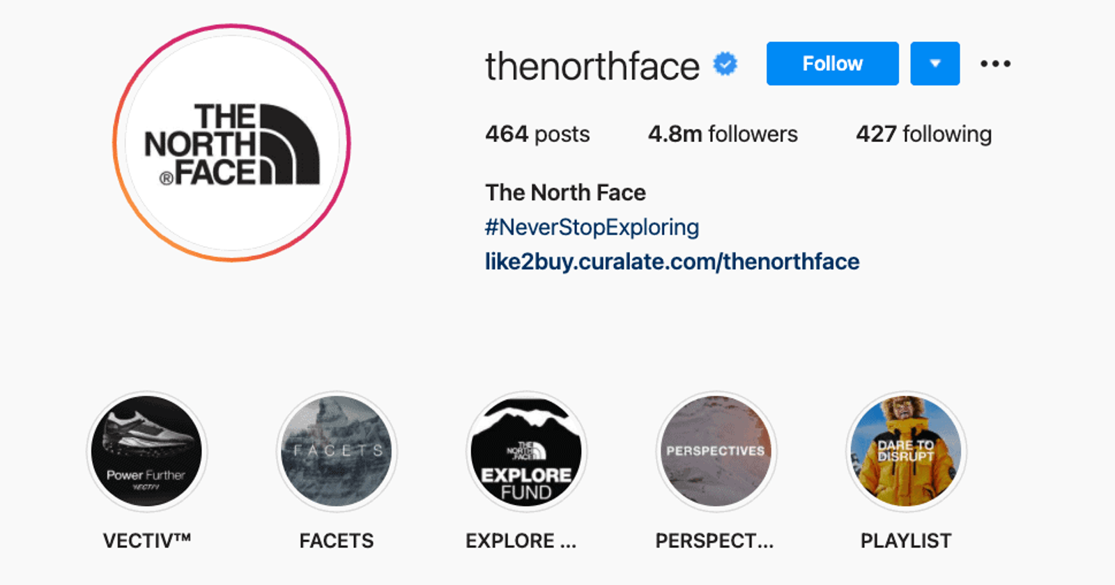 Historias destacadas de The North Face que refuerzan su mensaje de marca