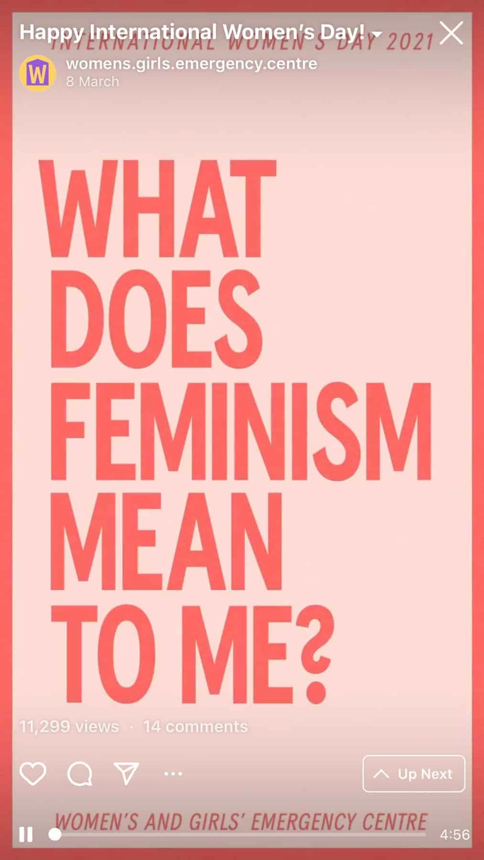 Centro de Emergencia para Mujeres y Niñas preguntando '¿qué significa el feminismo para mí?'