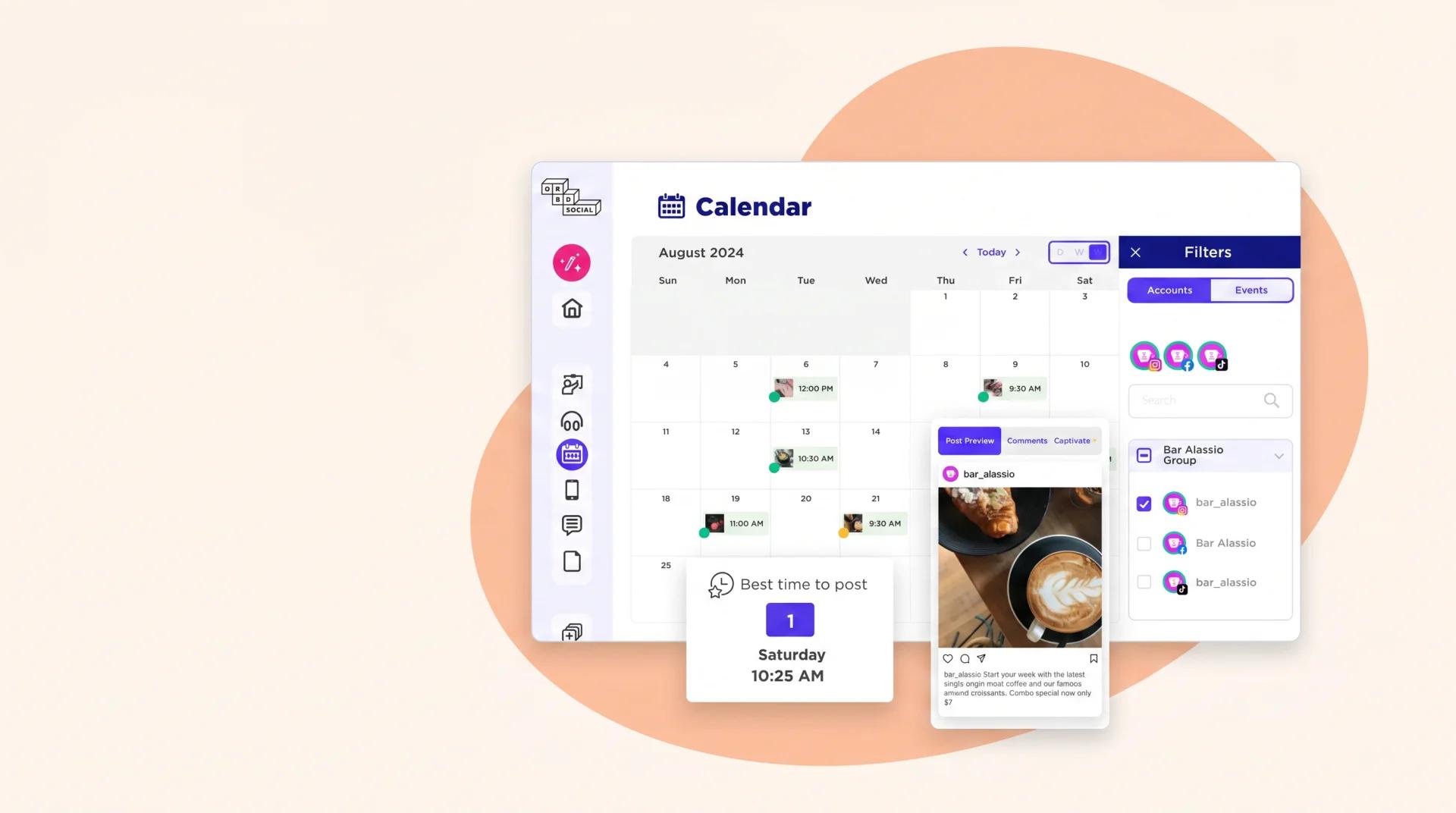 Sked content calendar, Sprout Social alternative.