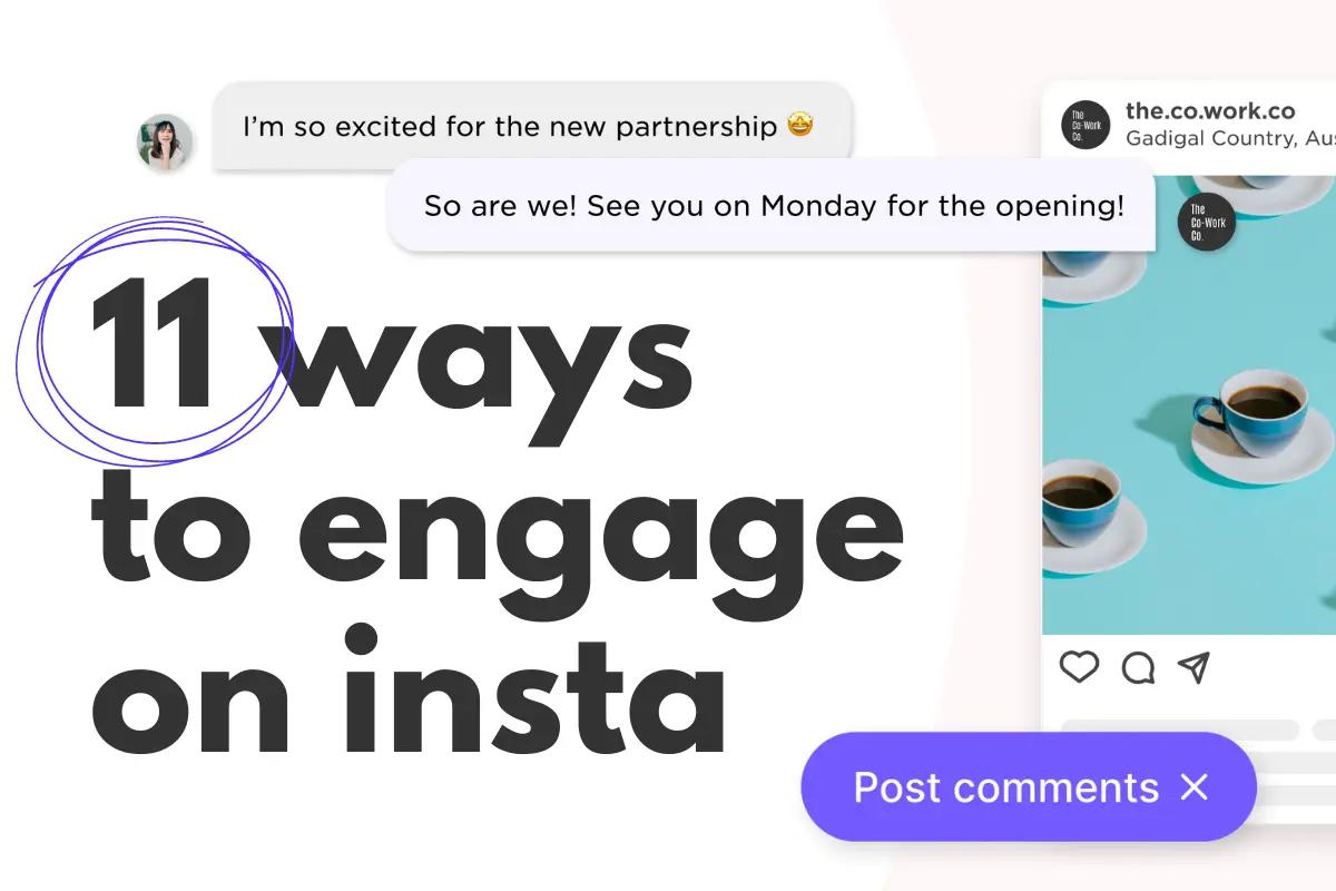 Instagram post of coffee cups with comment exchange and a post comments button shown
