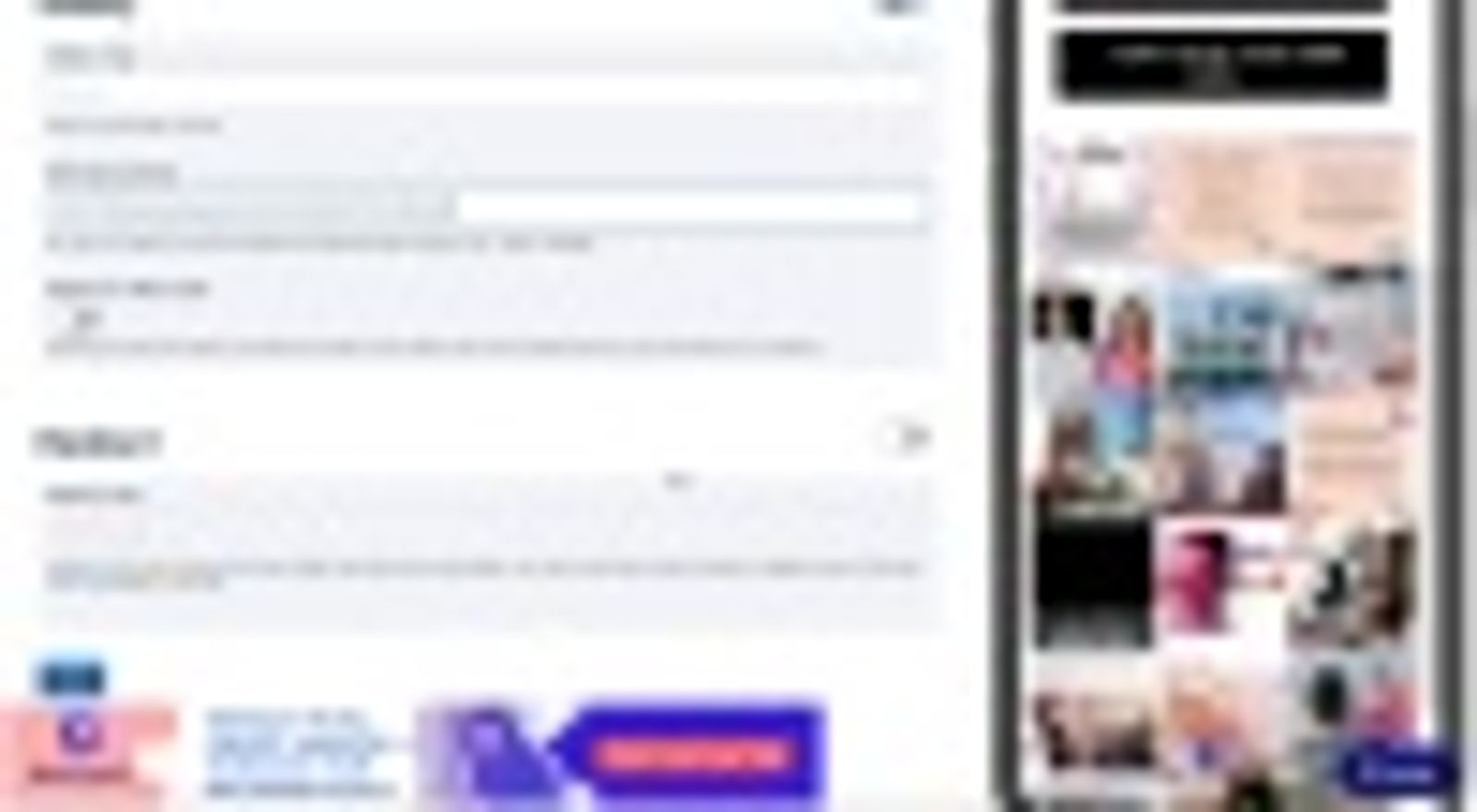 Panel de Sked Link con pestañas de crear, diseñar e integrar junto a una vista previa móvil del enlace de bio.
