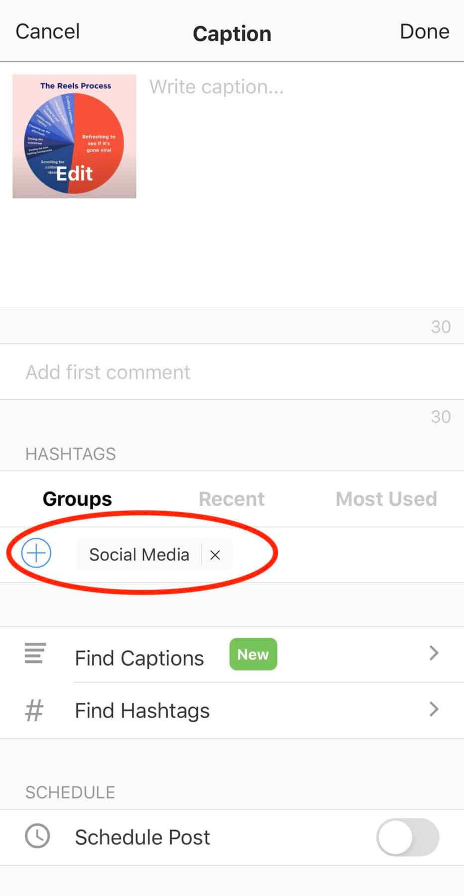 Aplicación de hashtags de vista previa
