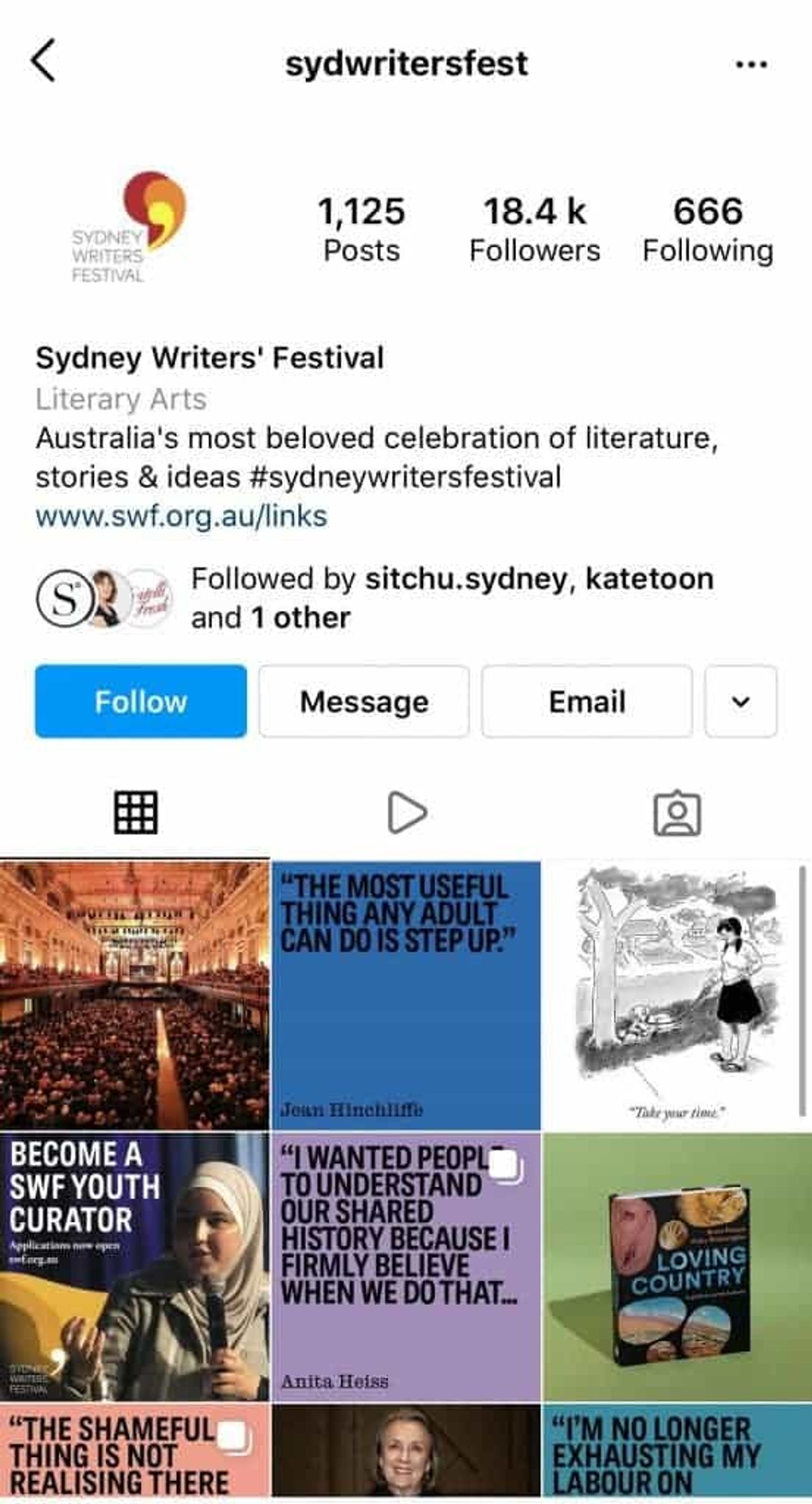 Perfil de Instagram de SWF