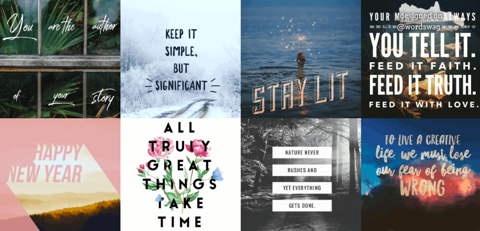 Interface of a simple Instagram quote creator