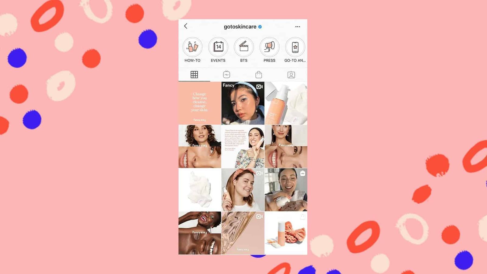 Cuadrícula de Instagram de Go To Skincare