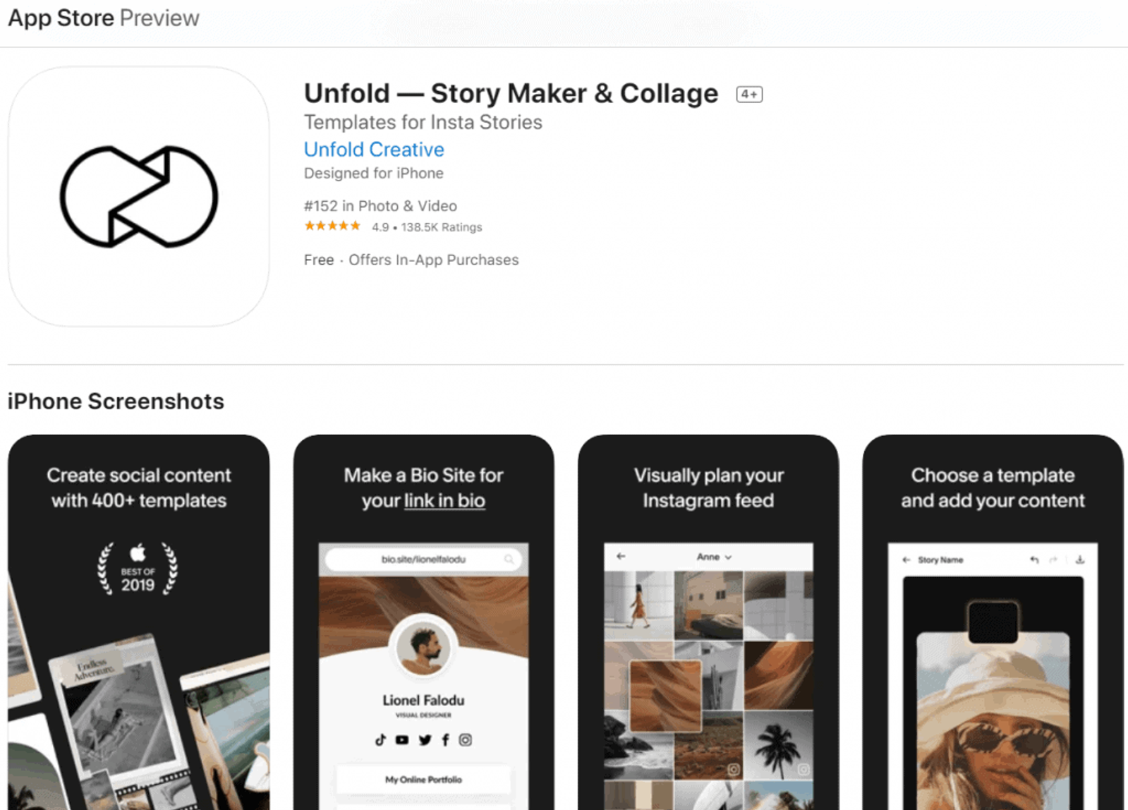 Unfold maker de Historias y Collage