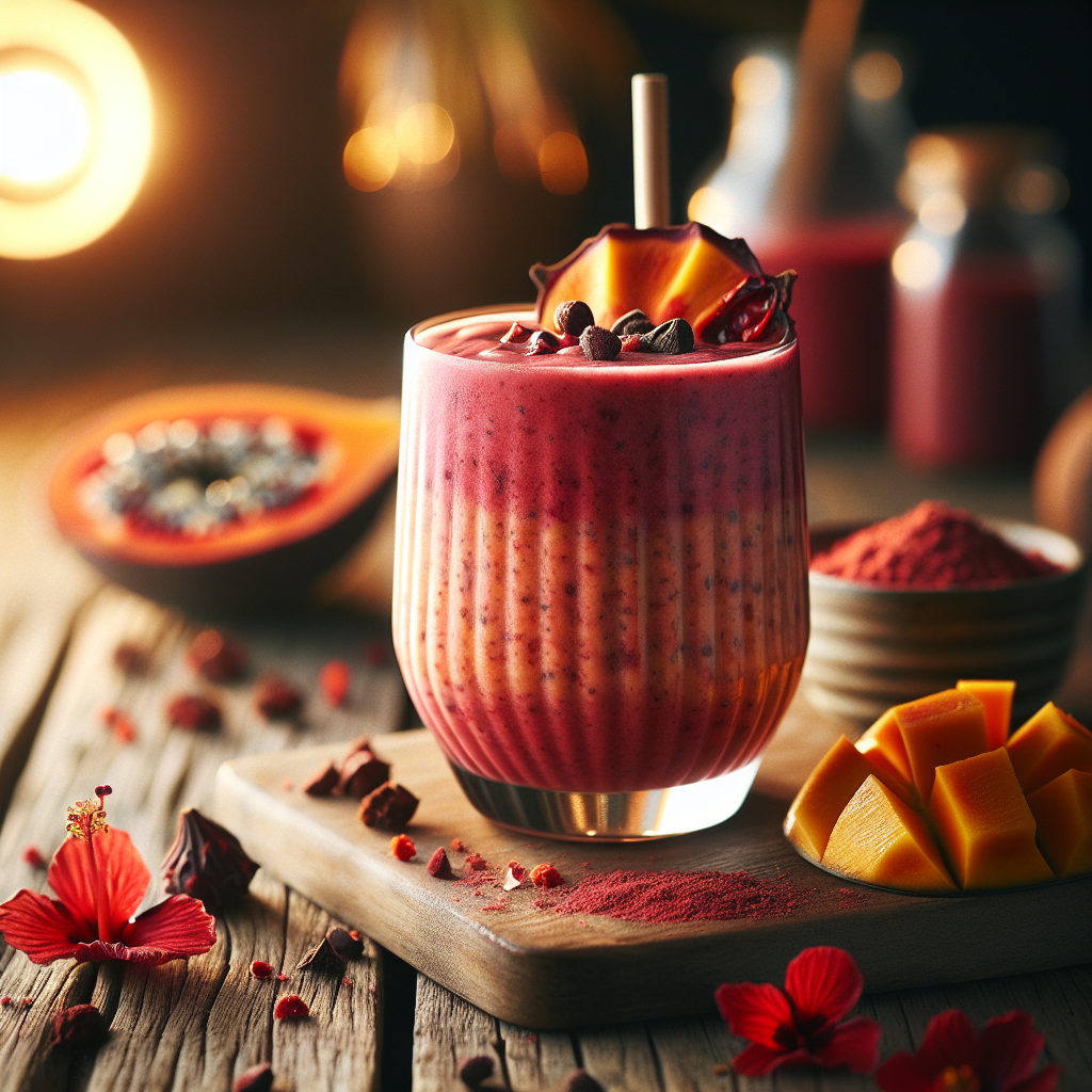 African Sunset Smoothie: A Vibrant Blend of Baobab, Hibiscus, and Mango