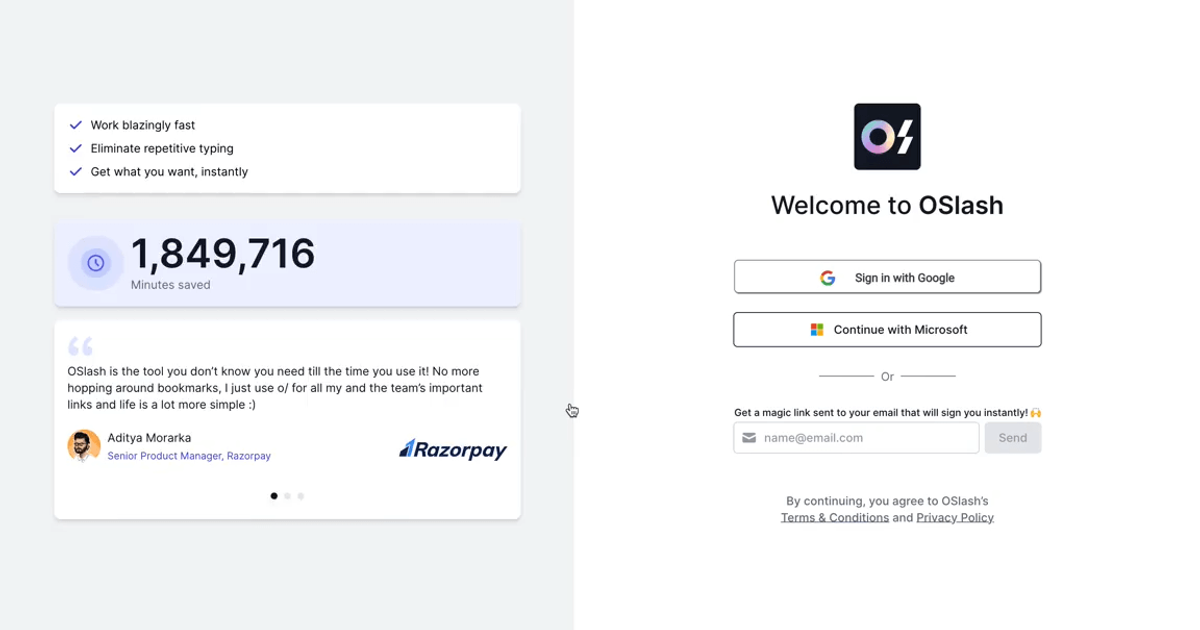OSLASH Login UI: Real Screenshots & UX Patterns | SaaSUI