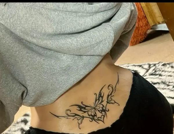 Butterfly and Heart Wing Tattoo Design.