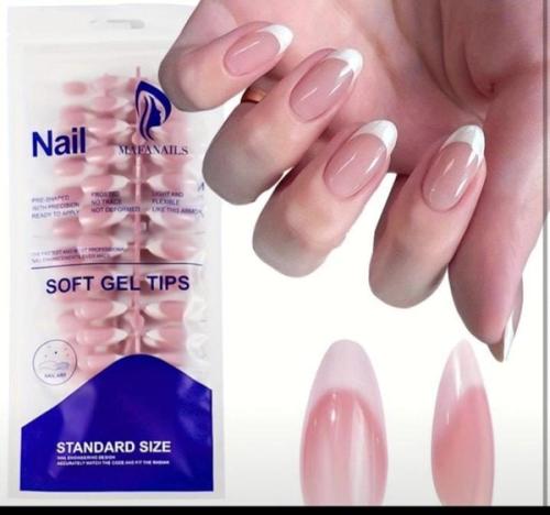 Almond French Nude Pink Nails.