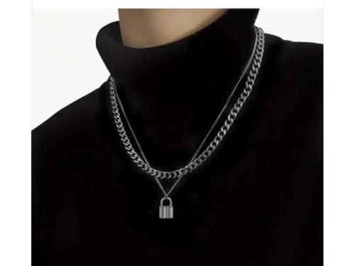 Double Layered Lock Pendant Chain. 
