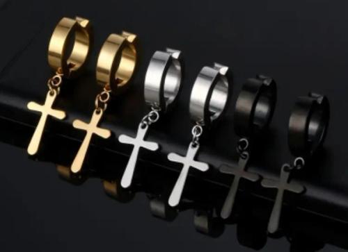 Cross Non-Pierced Clip-On Stud.