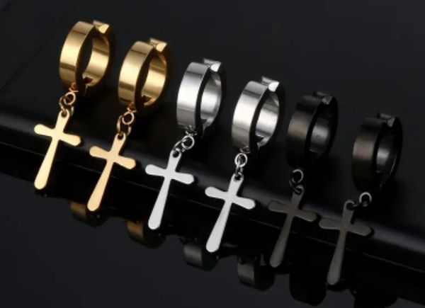 Cross Non-Pierced Clip-On Stud.