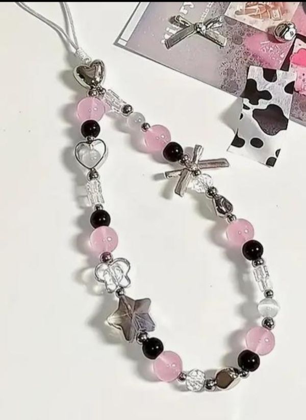 Pink Charm Phone Lanyard.
